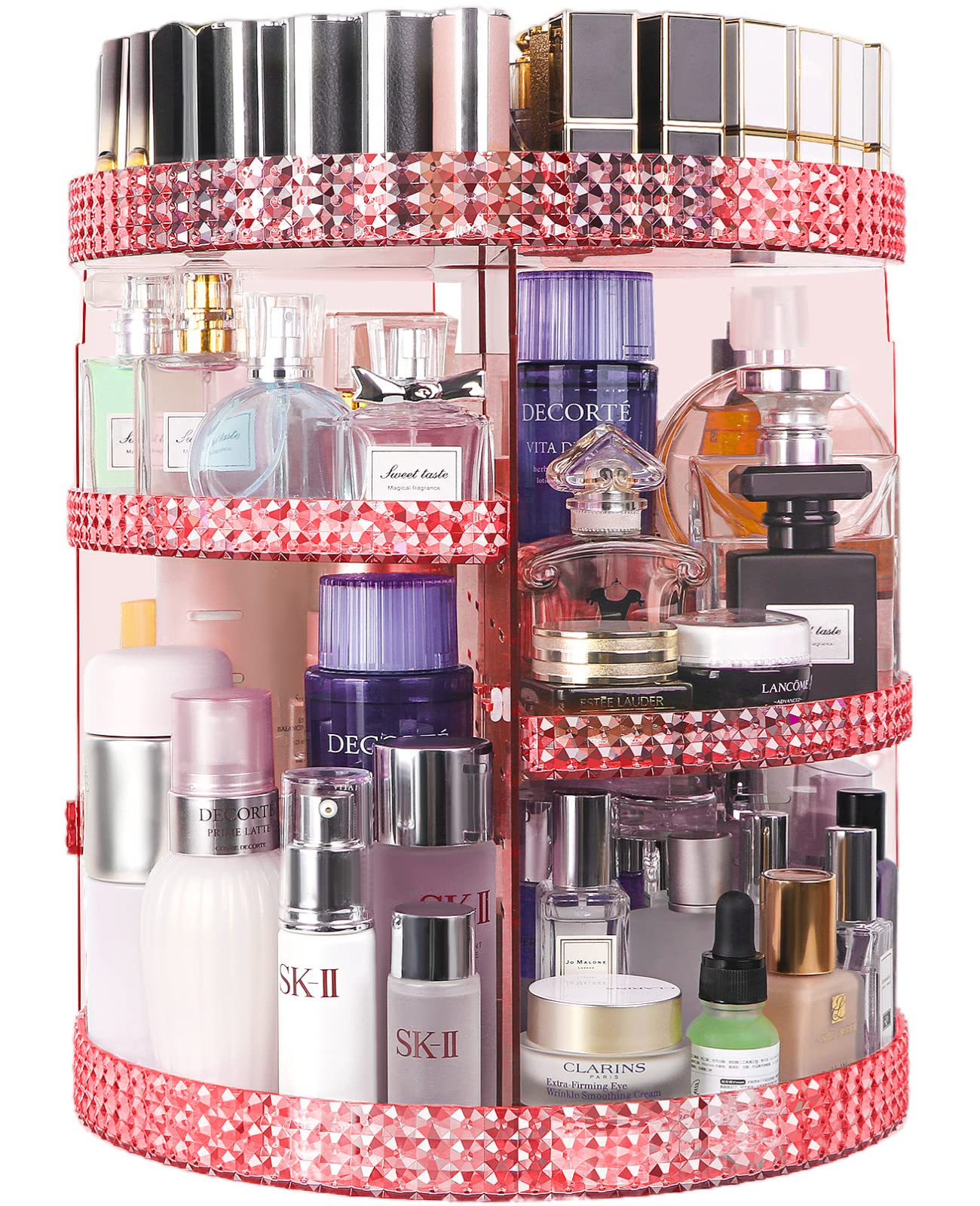 HEMTROY Rotating Makeup Organizer 360 Degree, Plus Size Capacity 7 Layers Adjustable Cosmetic Organizer Fits Vanity Countertop,