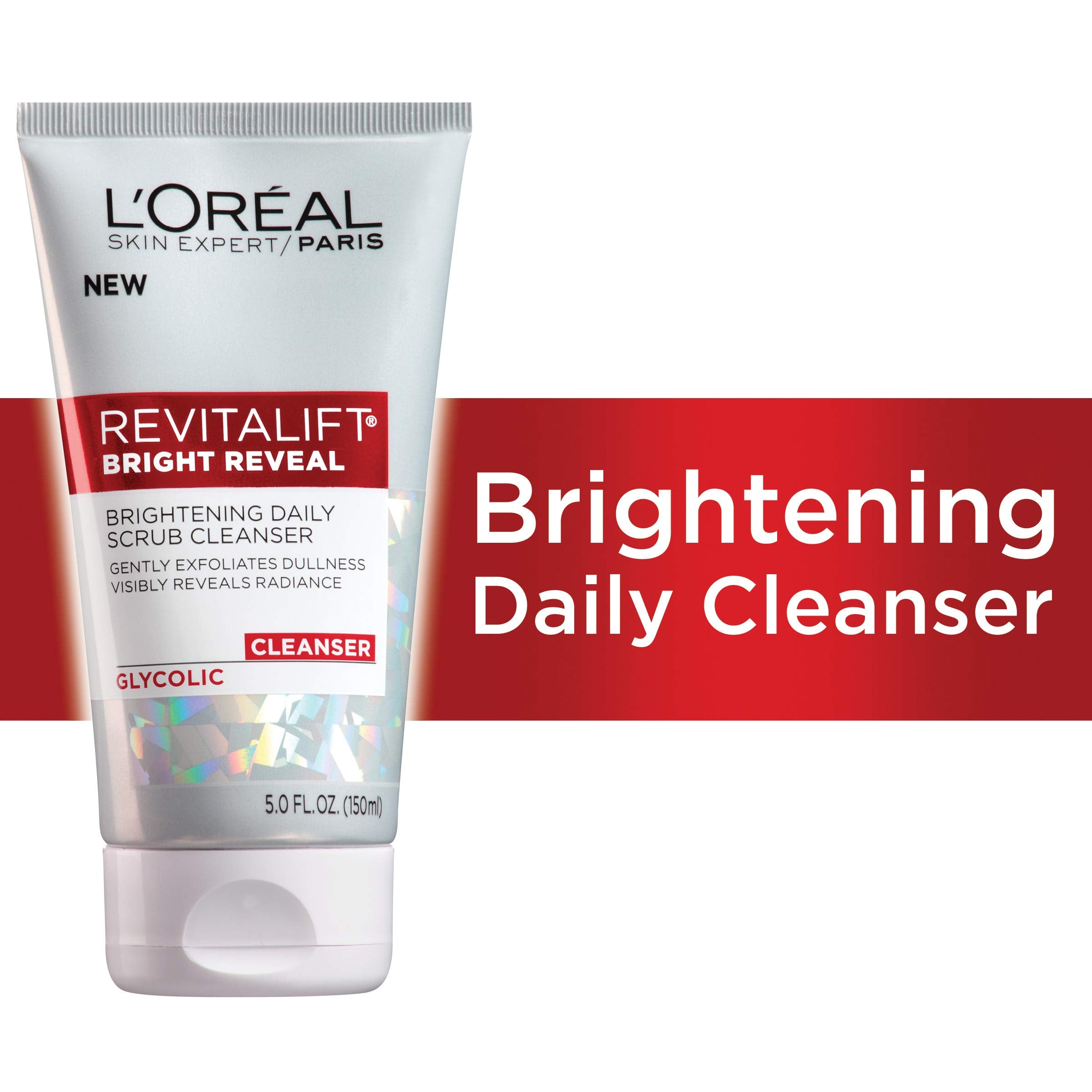 L'Oreal Paris Skincare Revitalift Bright Reveal Facial Cleanser with Glycolic Acid, Anti-Aging Daily Face Cleanser to Exfoliate