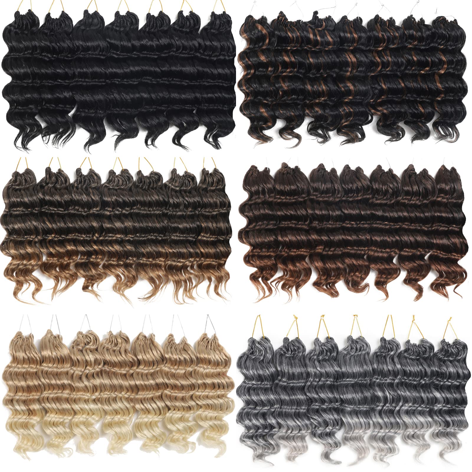 Blonde Ocean Wave Crochet Hair Pre Looped 9 Inch Curly Braiding Ocean Wave Hair 7 Packs Deep Wave Short Wavy Ocean Wave Crochet