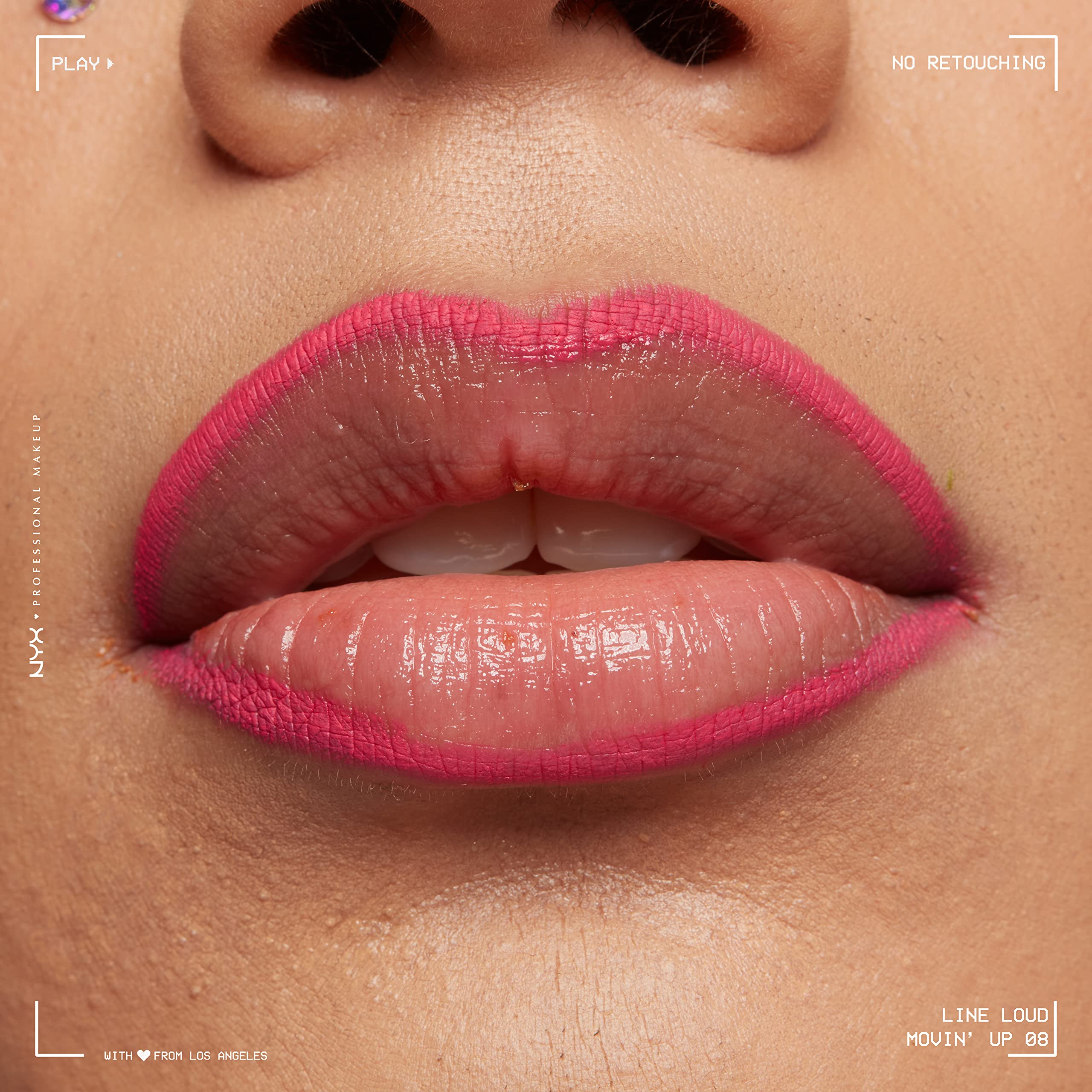NYX PROFESSIONAL MAKEUP Line Loud Lip Liner - Longwear Pigmented Pencil, Jojoba Oil & Vitamin E, 1 Count, Movin' Up (Bright Pink Peach)
