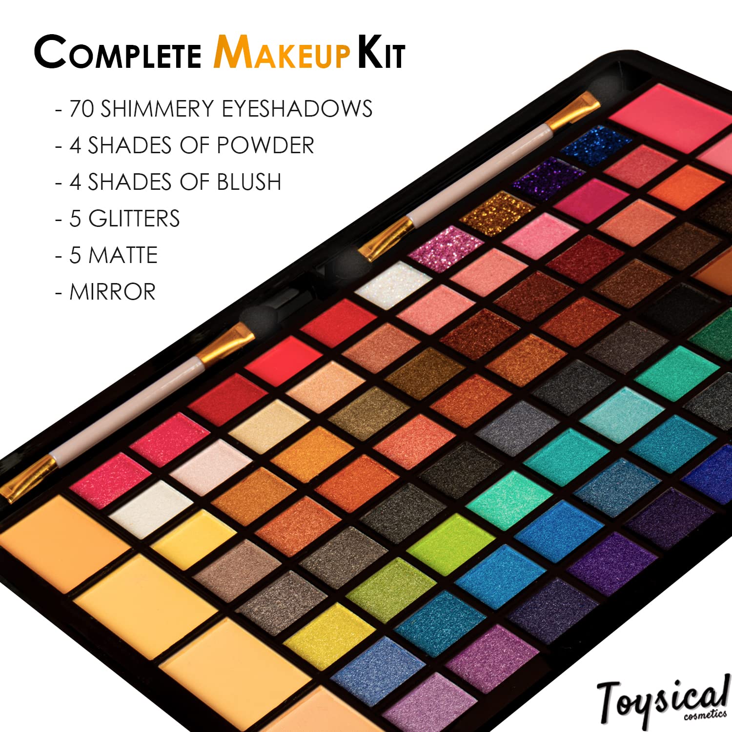 Toysical All In One Makeup Kit In Leather Case - Eye Shadow Palette Makeup For Girls, Teens And Women, Highly Pigmented - 88 Col