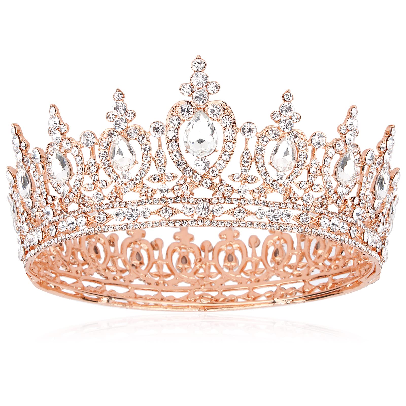 COCIDE Queen Crown for Women Rose Gold Crystal Tiara and Crown for Girl Rhinestones Hair Accessories for Wedding Bride Birthday 