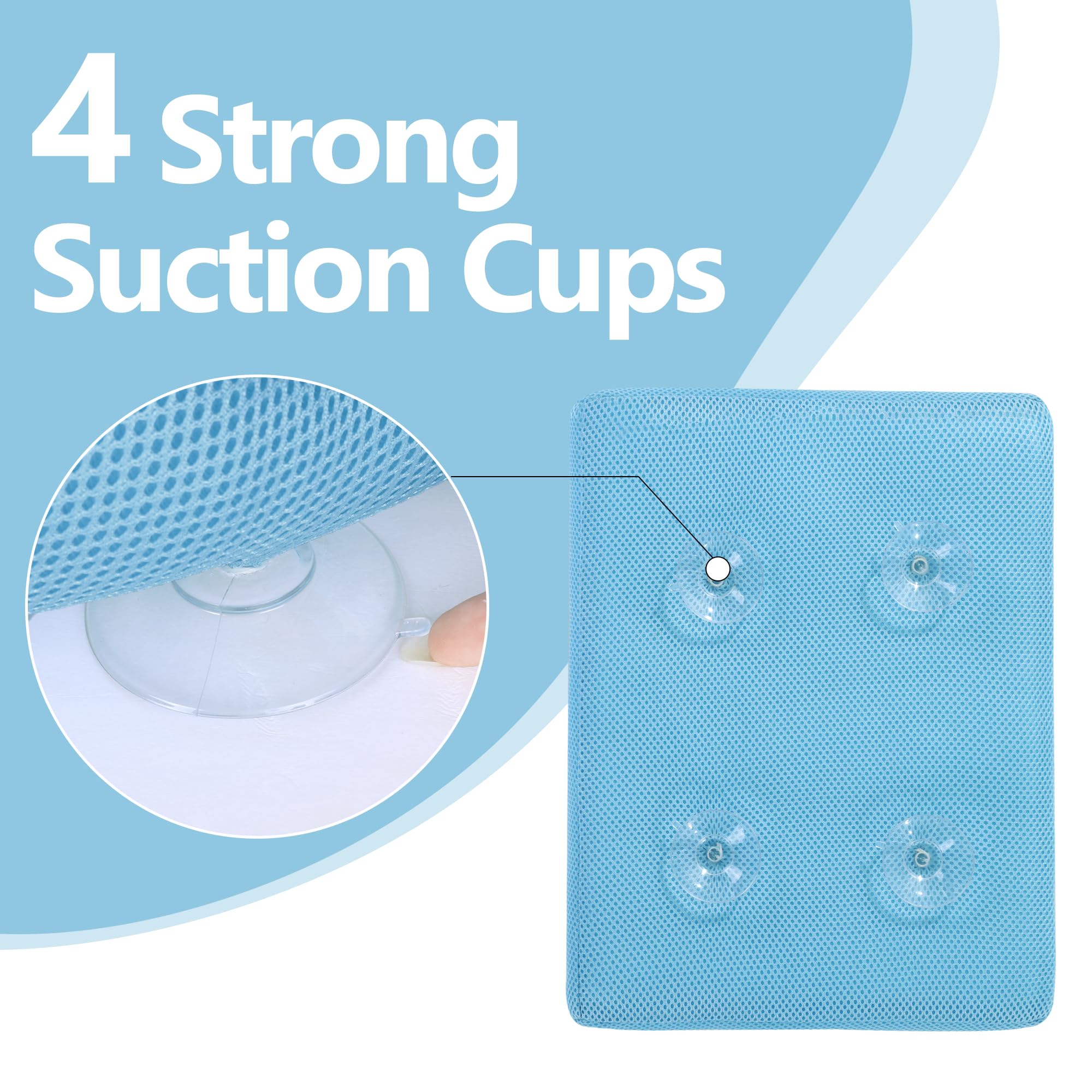 Mabozoo Bath Cushion For Tub With Powerful 4 Non-Slip Suction Cups,Quick Dry Mesh Bathtub Mat,Spa Pillow Bath Accessories For Ad
