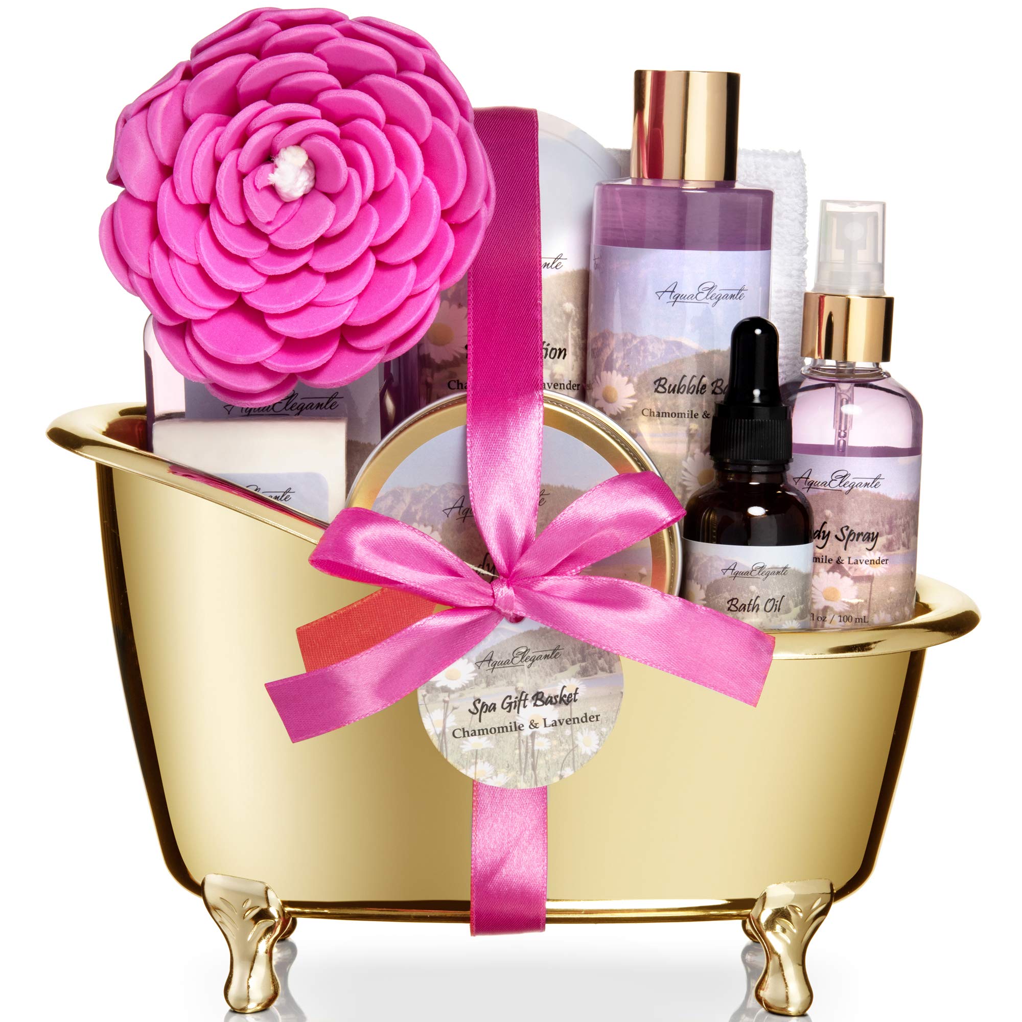 Spa Gift Baskets For Women - Luxury Bath Set With Lavender & Chamomile - Spa Kit Includes Body Wash, Bubble Bath, Lotion, Body B
