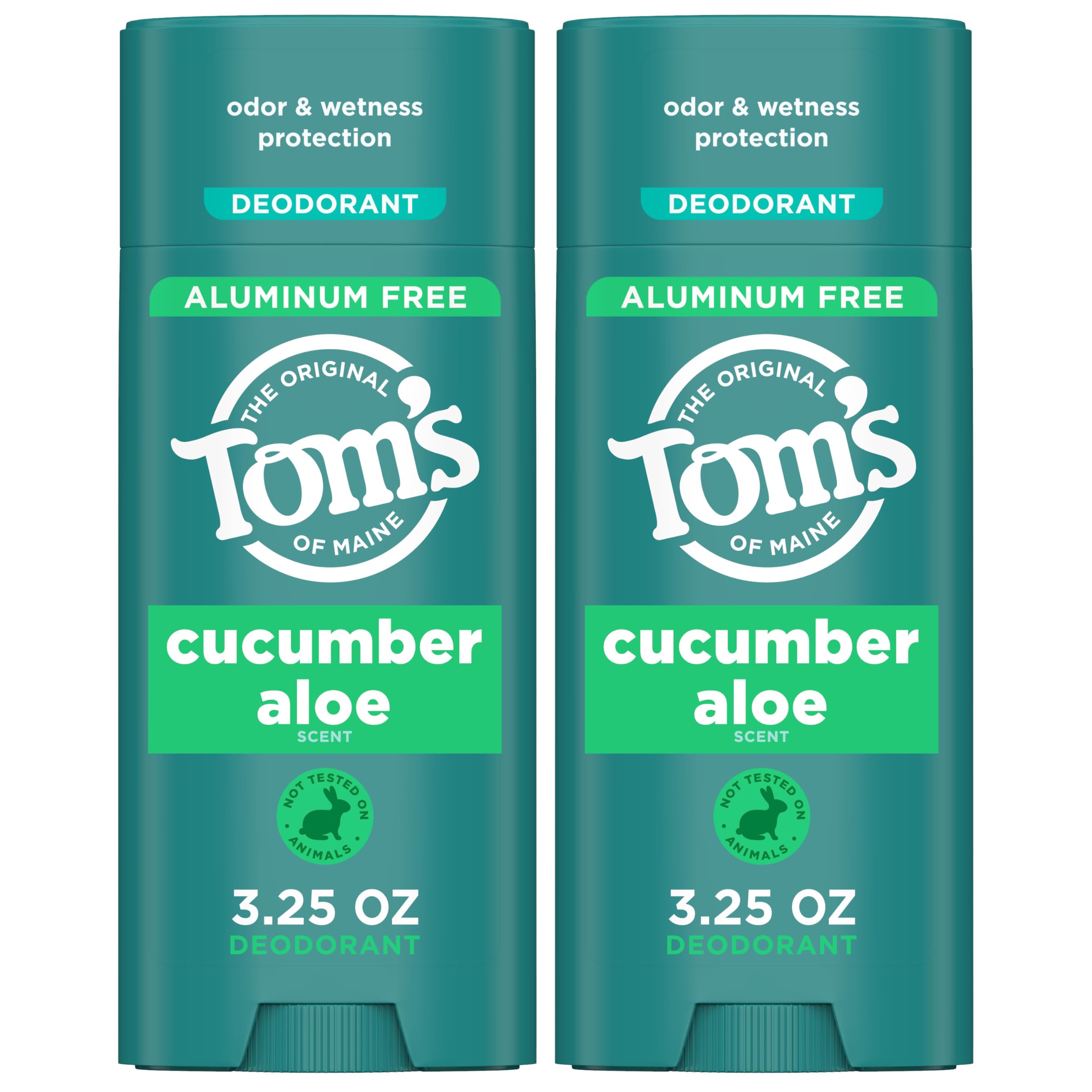 Tom's of Maine Cucumber Aloe Aluminum Free Natural Deodorant For Women & Men | Goes on Clear | Odor & Wetness Protection | Natur
