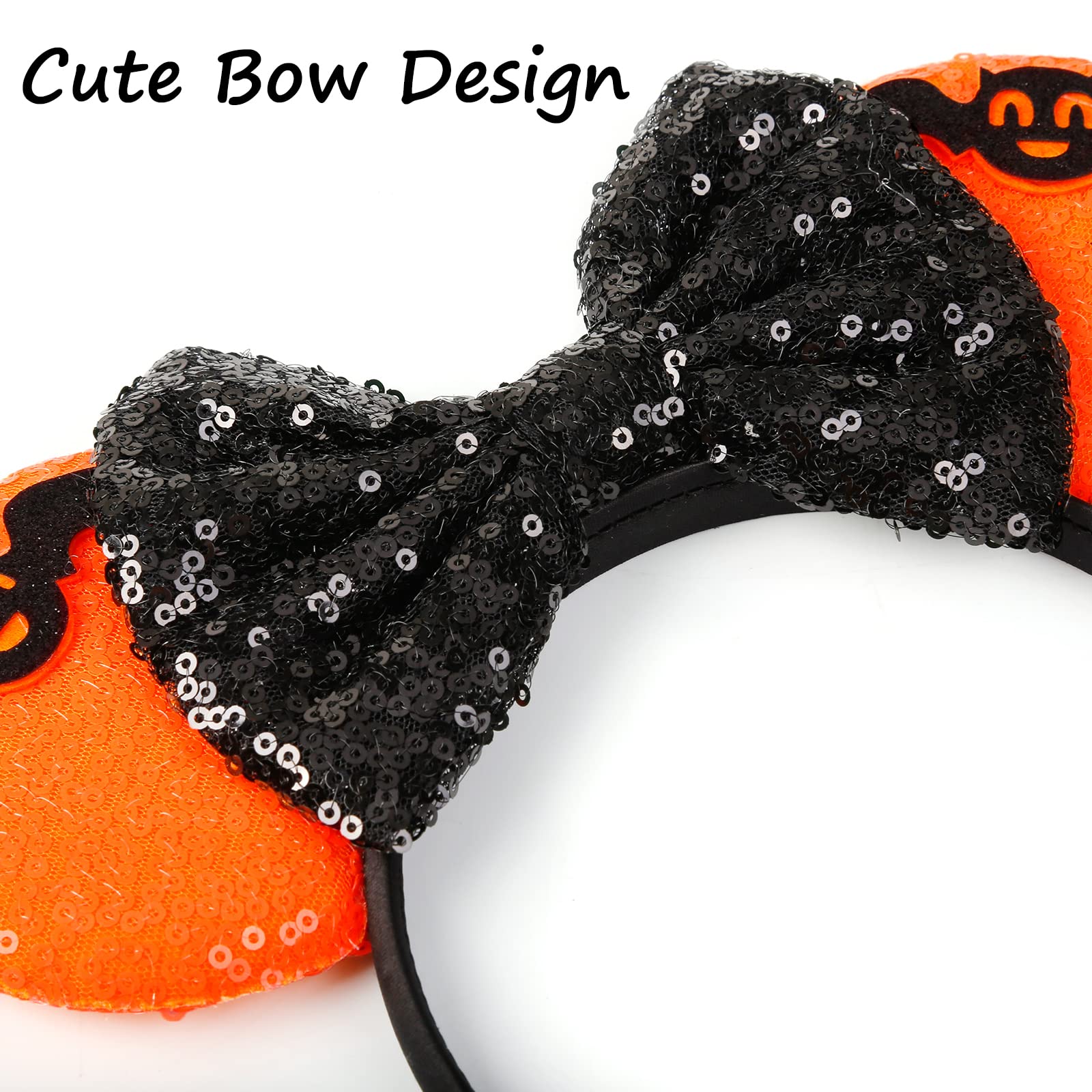 Wovowovo Mouse Ears Bow Headbands For Women, Halloween Decoration Glitter Hairbands Party Princess Cosplay Costume Hair Accessor