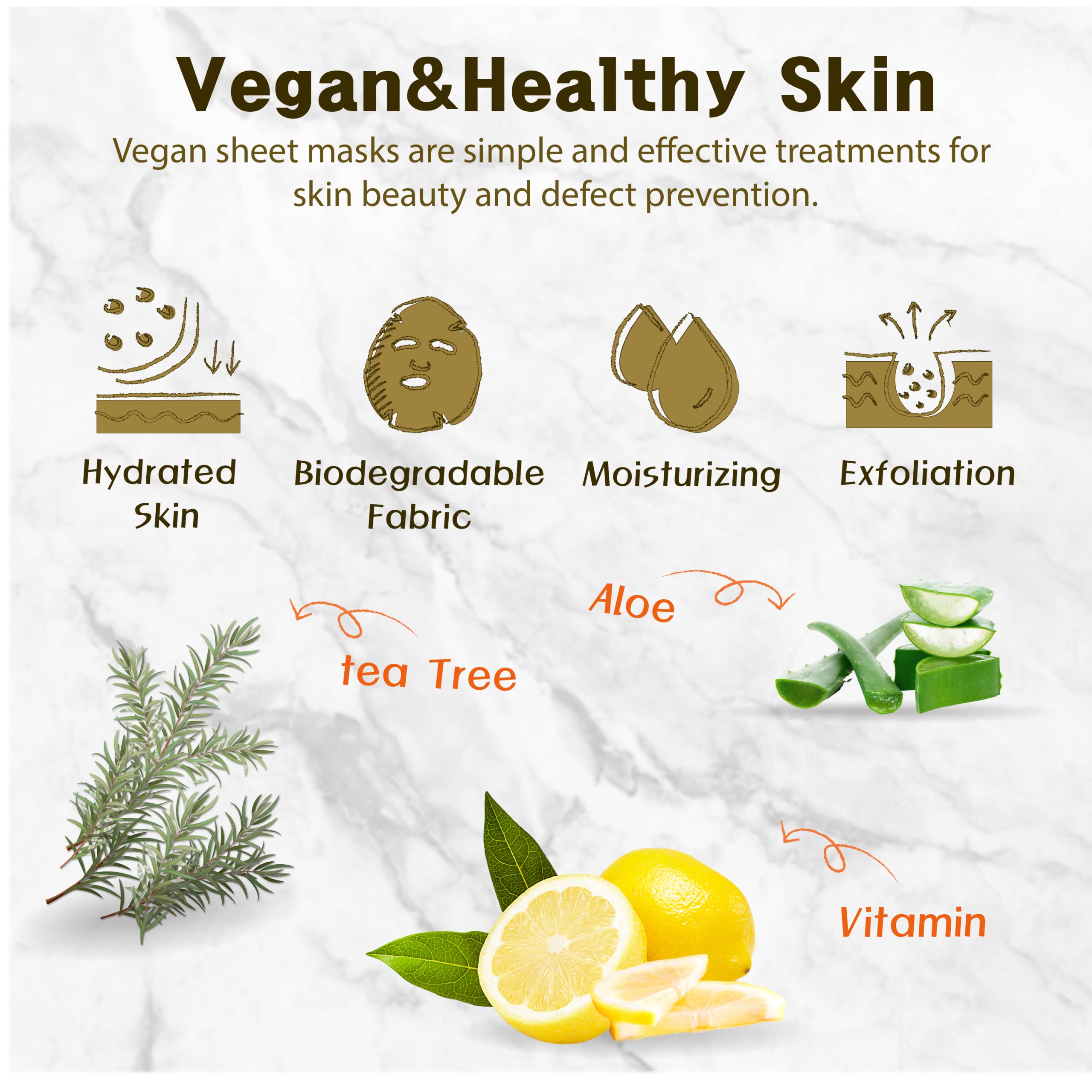 Purederm Vegan Facial Sheet Masks Trio (12 Packs) - Face Masks Skincare For Dry, Dehydrated And Dull Skin