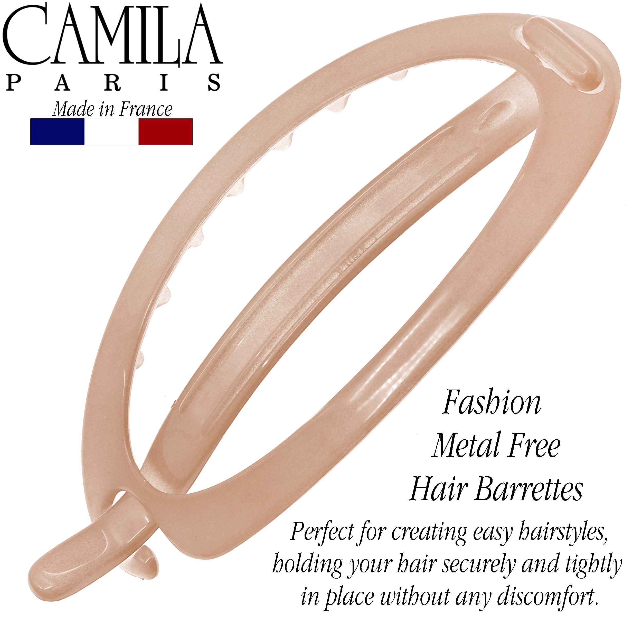 Camila Paris Cp2320 French Hair Barrette Clip, Flexible Ponytail Holder No Metal Parts, Strong Hold Grip Hair Clips For Women, N