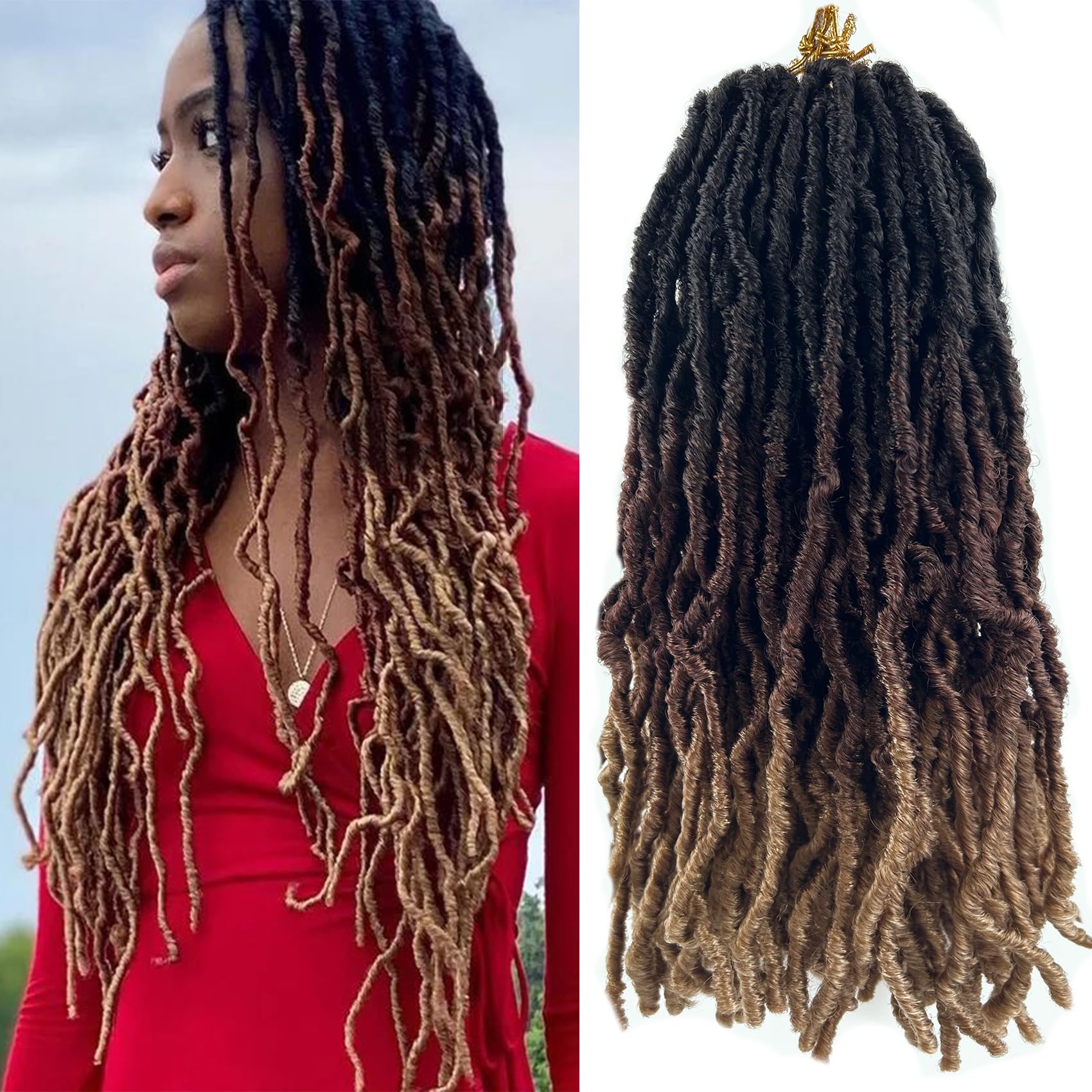 Paraglame Ombre Soft Locs 14 Inch New Faux Locs Crochet Hair 8 Packs Pre-looped Crochet Braids Short Soft Goddess Locs Curly Wav