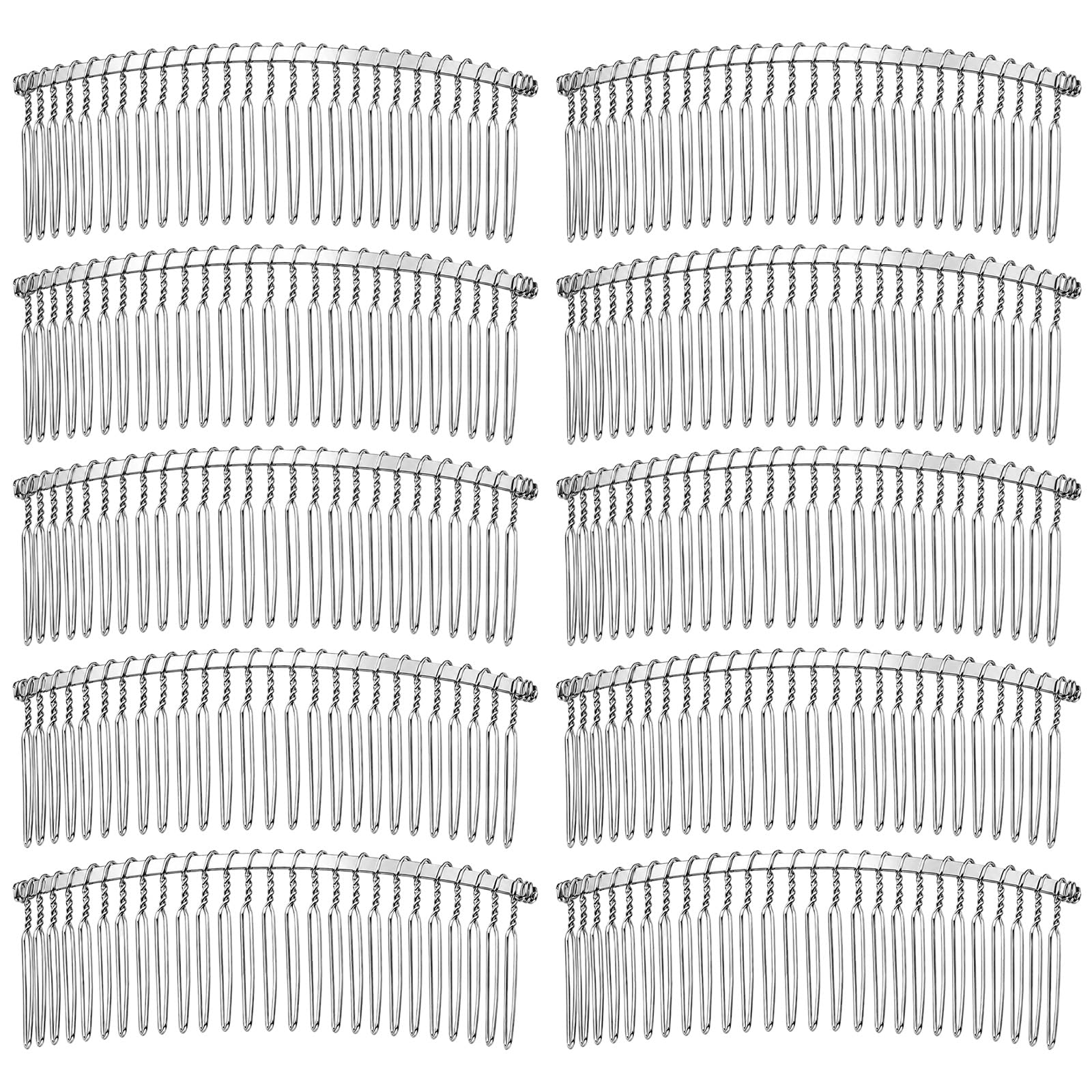 10 Pcs Metal Wire Hair Combs 30 Teeth Wire Twist Bridal Wedding Veil Comb Hair Comb Clip Silver Side Hairs Combs Twist Clip Hair
