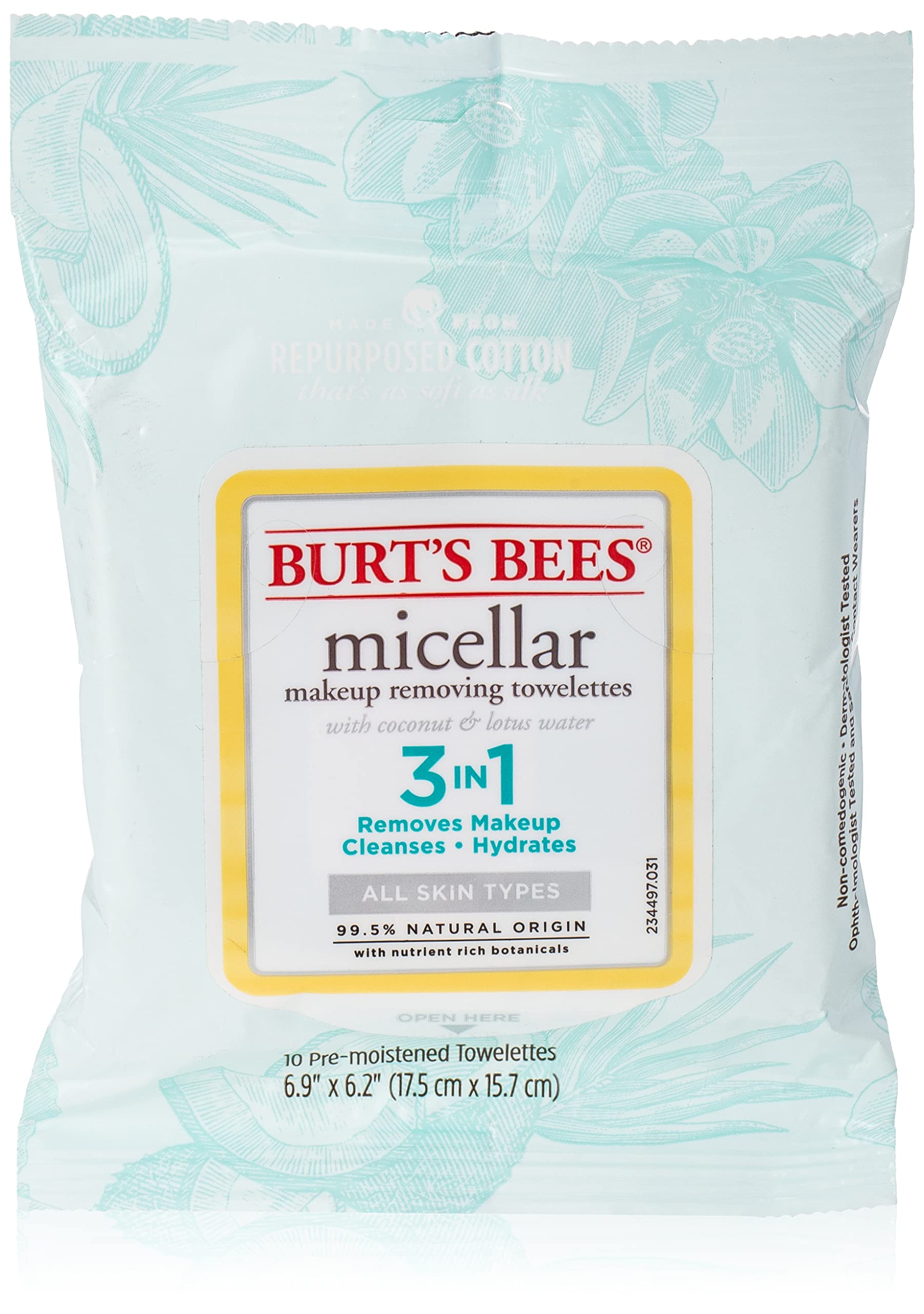 Burt'S Bees Burts Bees Micellar Makeup Removing Towelettes - Coconut & Lotus Water, 10 Count (Pack Of 1)