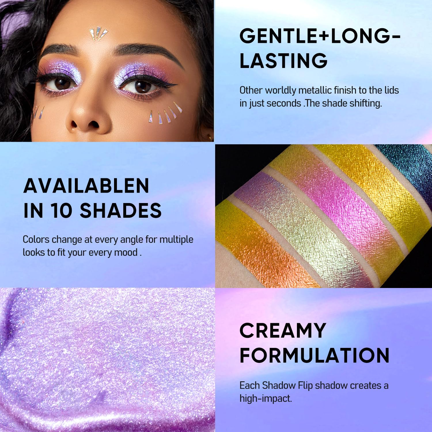 Maki Yika Glitter Eyeshadow Gold Liquid Multichrome Eyeshadows Long Lasting, Metallic Chameleon Eye Shadow Smudgeproof Holograph