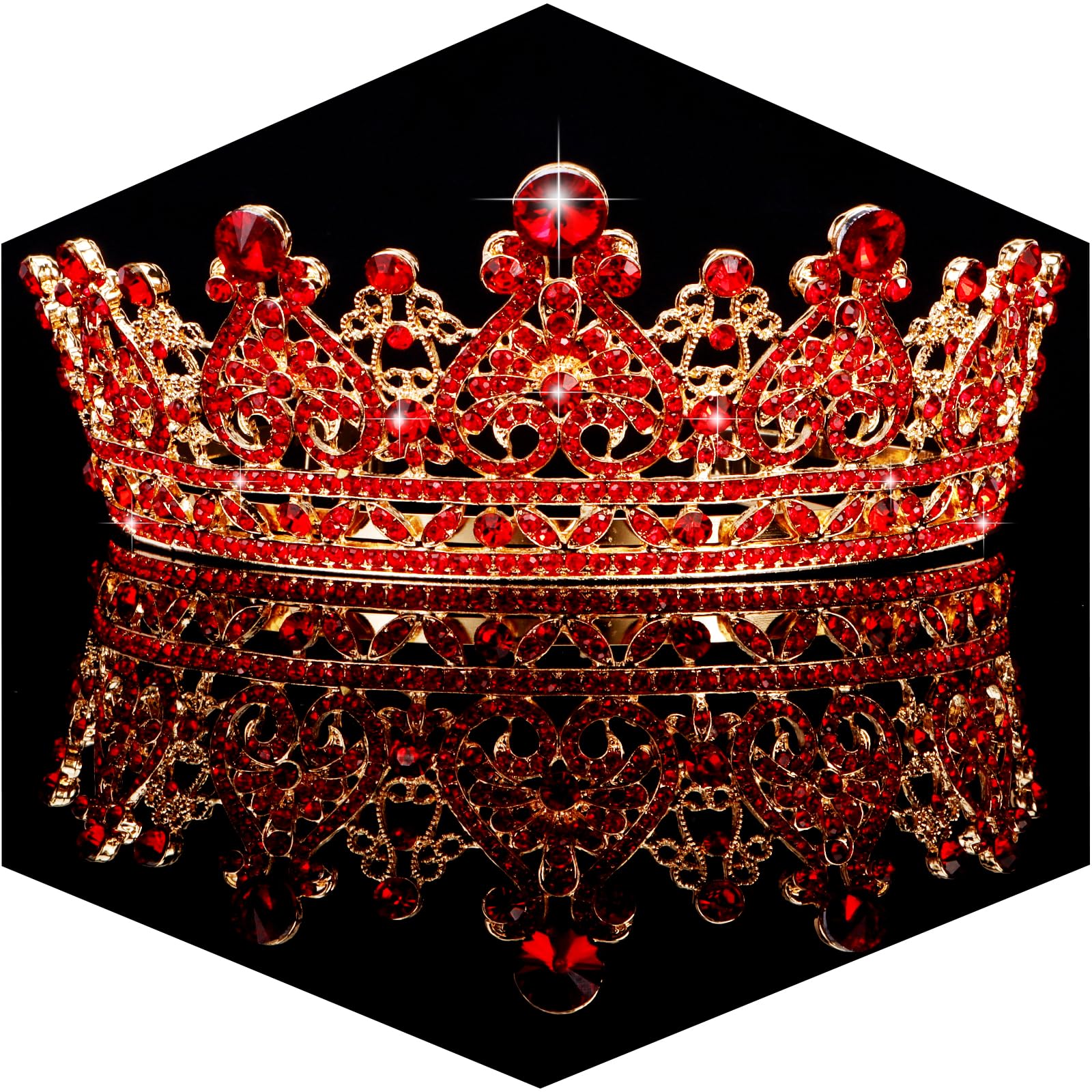 TOBATOBA Red Tiaras and Crowns for Women Queen of Hearts Crown, Gothic Red Crown Royal Queen Crown Baroque Crown Princess Tiara 
