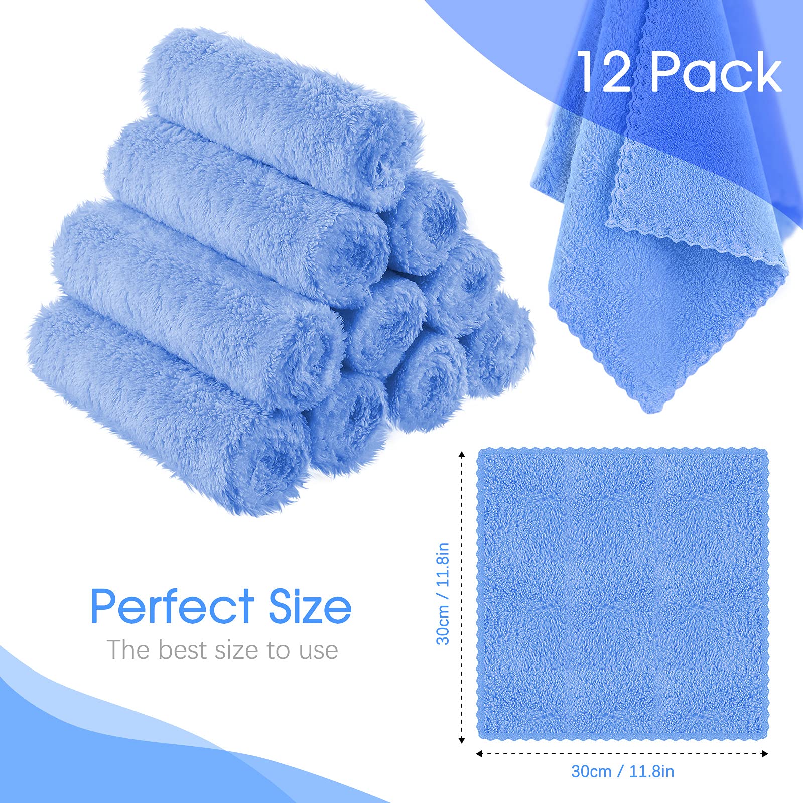Syhood 12 Pieces Face Wash Cloth 12 X 12 In Makeup Remover Cloths Towel Coral Velvet Facial Microfiber Cloths Soft Fast Drying F