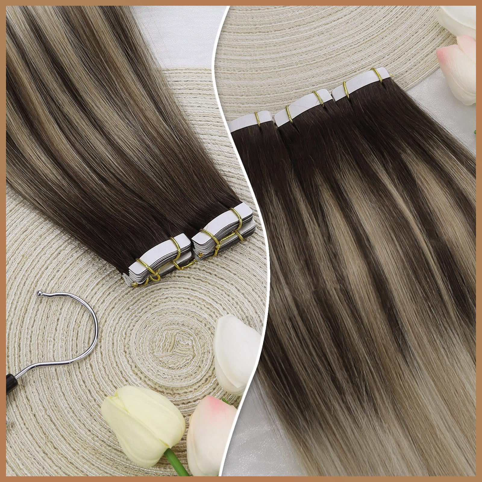 Ombre Tape In Hair Extensions Sunny Blonde Tape In Human Hair Extensions Dark Brown Ombre Golden Blonde Mix Platinum Blonde Tape