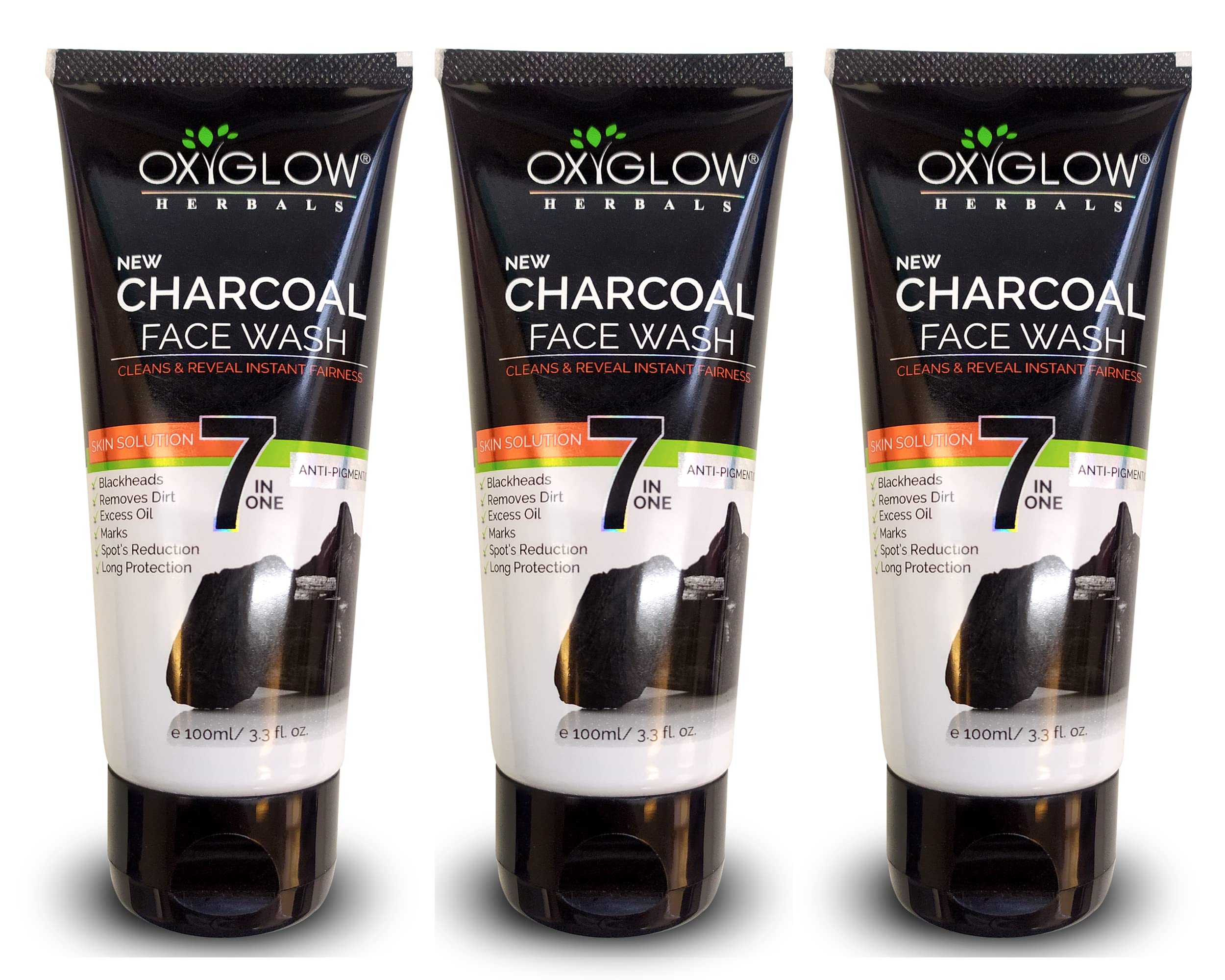 Oxyglow Herbals 7 In One Charcoal Face Wash100G| Deep Exofilation| Dark Spots & Marks Removal|Remove Excess Oil|Remove Dirt|All