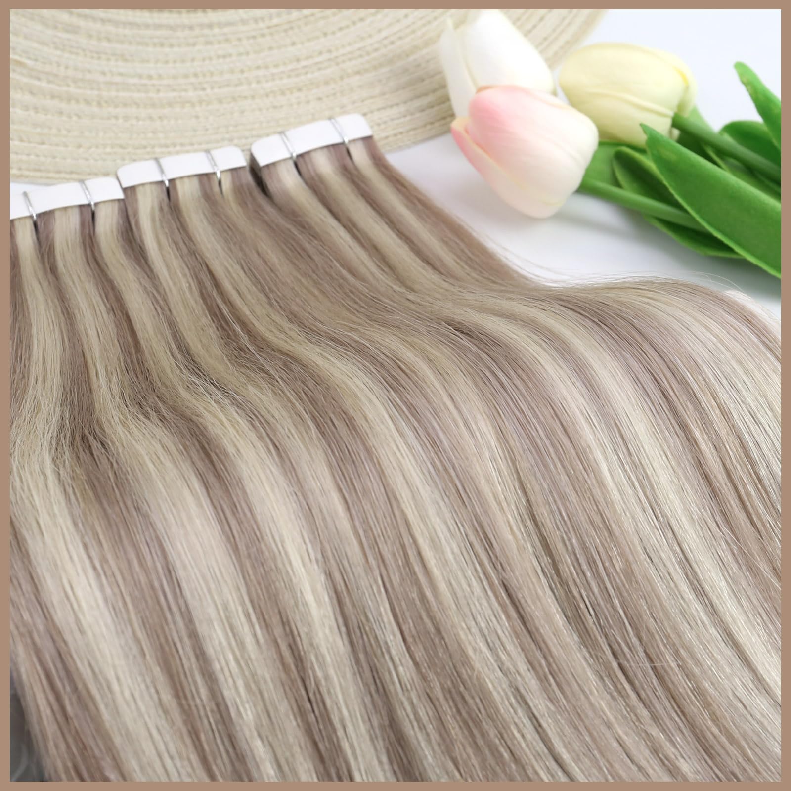 Ve Sunny Ash Blonde Tape In Extensions Seamless Tape In Natural Hair Extensions Ash Blonde Highlighted Bleach Blonde Tape In Hai
