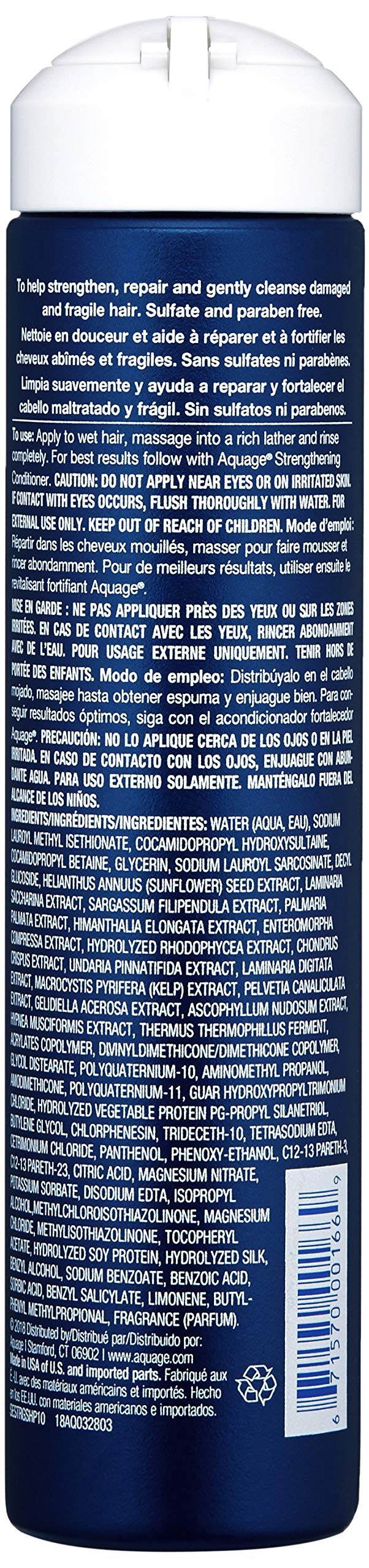 Aquage Seaextend Strengthening Shampoo, 10 Oz, Luxurious Shampoo Prevents Haircolor Fade And Thermal Styling Damage, Uva/Uvb Sun
