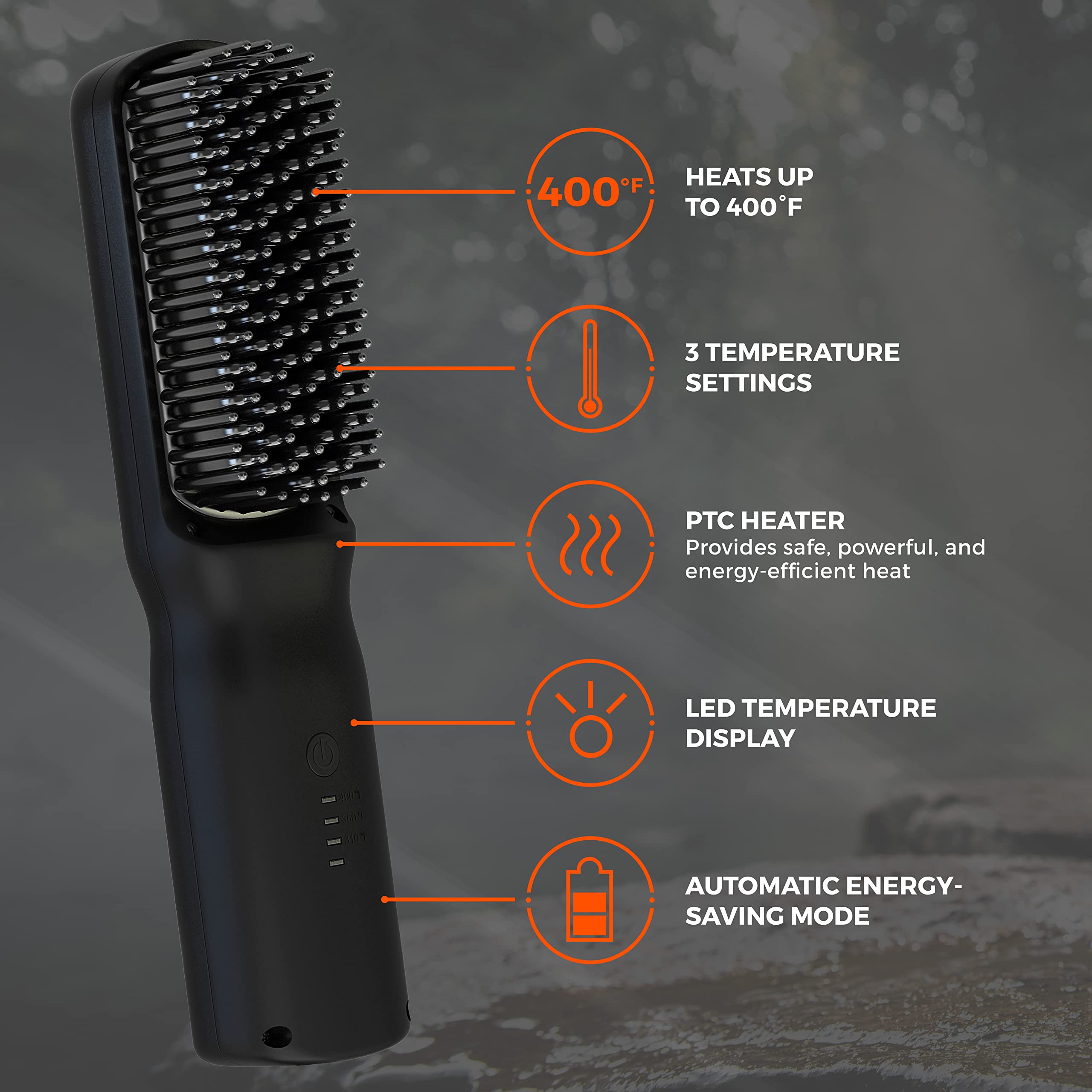 Wild Willies Beard Straightener For Men - 2-In-1 Heated Beard Brush With 3 Temperature Settings - Ionic Heated Comb For Silky, S