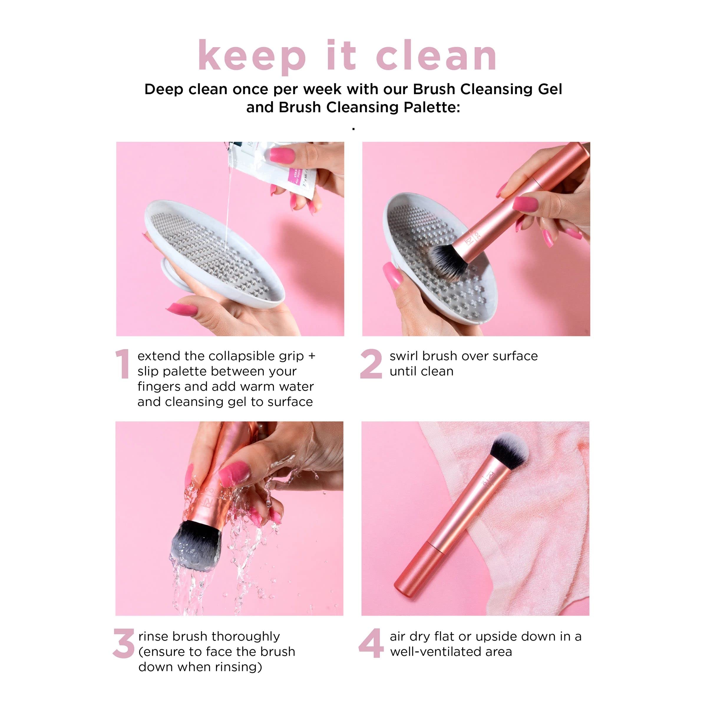 Real Techniques Makeup Setting Brush, For Setting Powder, Loose Powder, & Pressed Powder, 402 Face Makeup Brush, Sheer Coverage