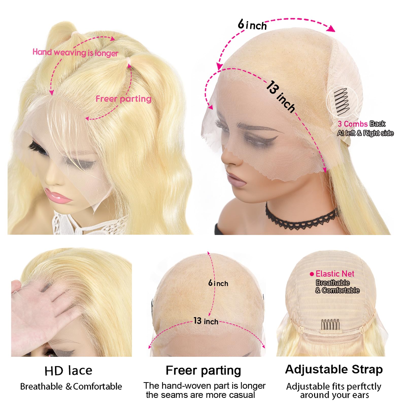Alielaine 613 13X6 Lace Front Wig Human Hair Transparent Lace Body Wave Blonde Lace Front Wigs Human Hair 613 Hd Lace Frontal Wi