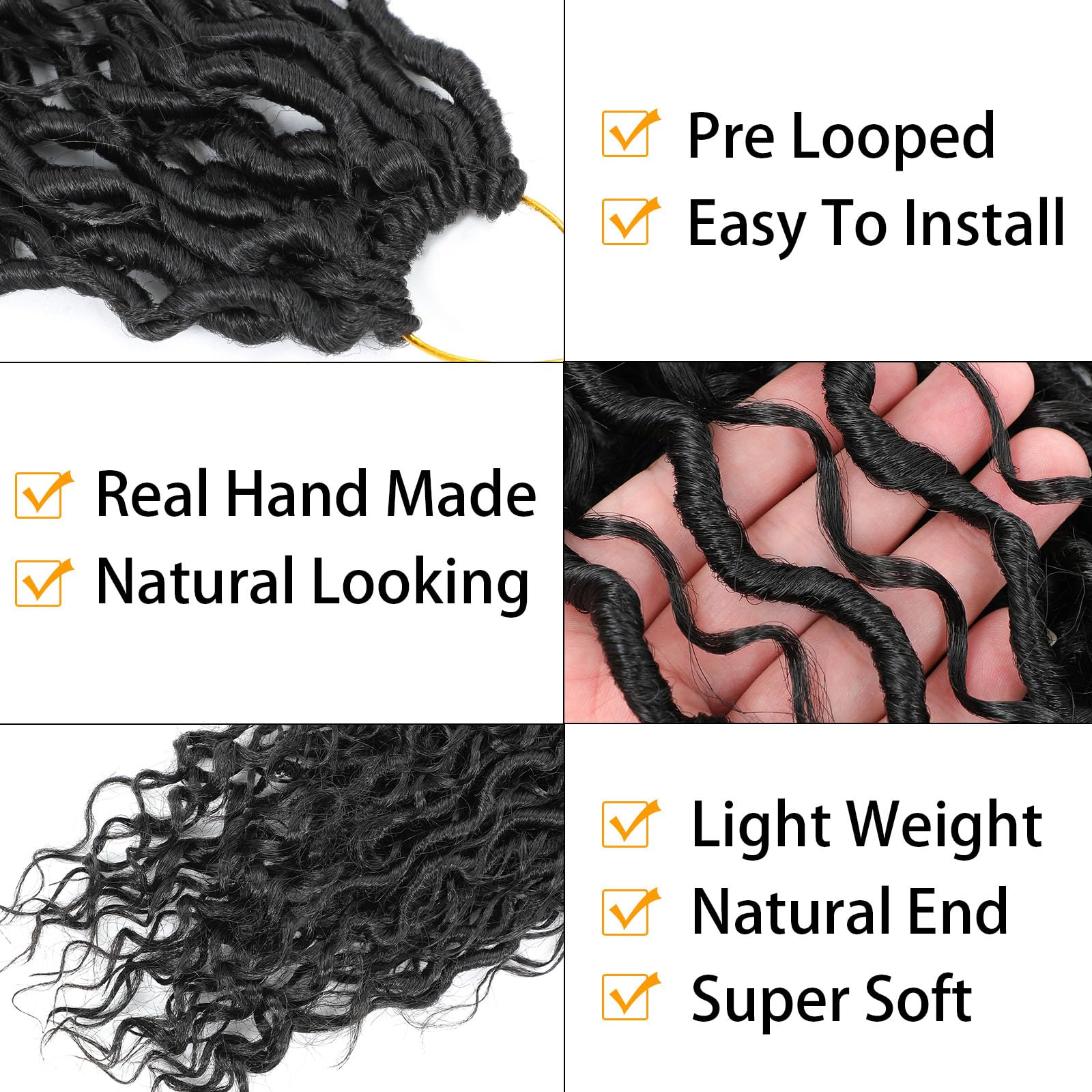 Col Bling Goddess Locs Crochet Hair 14 Inch, 8 Packs Faux Locs Crochet Hair Pre Looped For Women, Boho Crochet Locs With Curly E