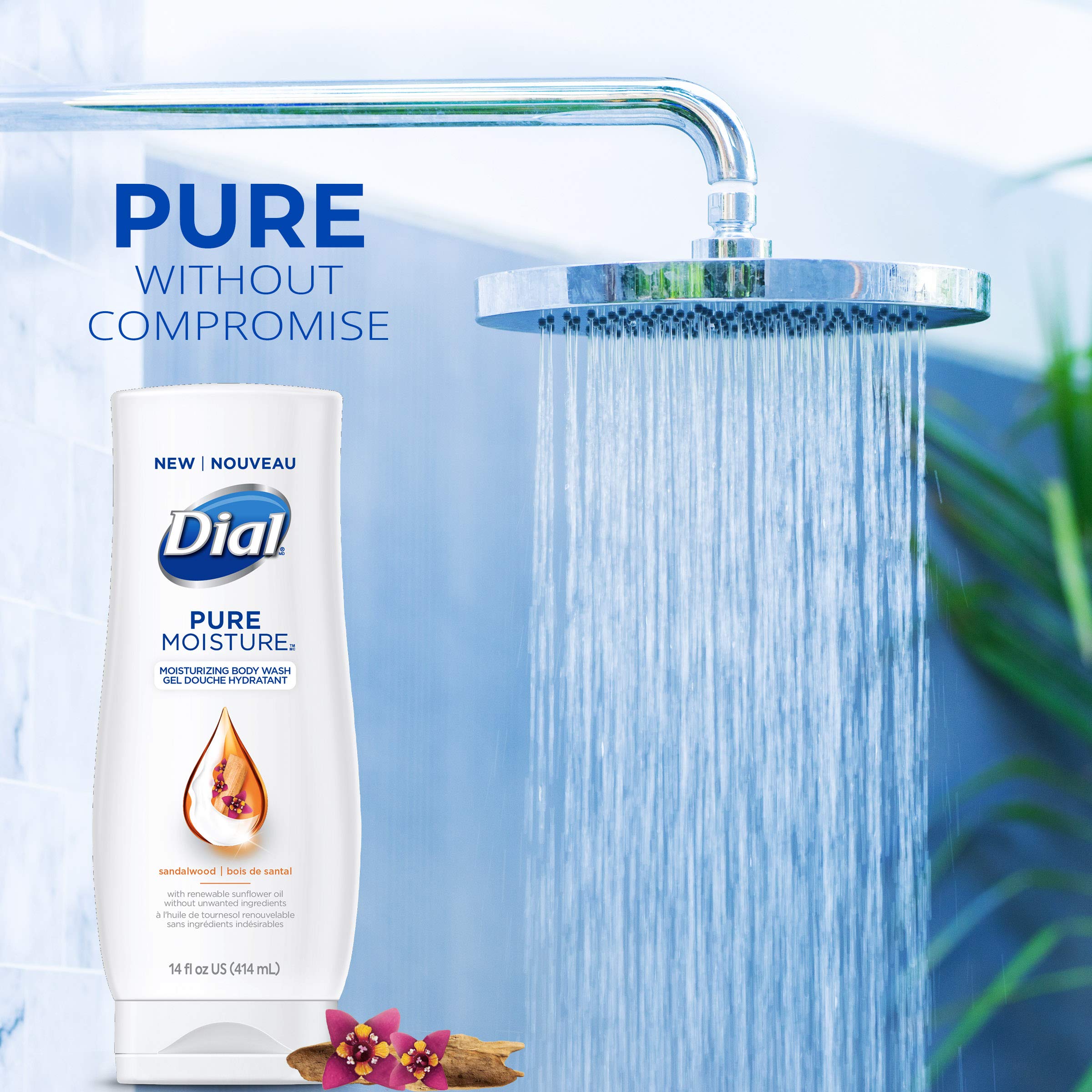 Dial Pure Moisture Body Wash, Sandalwood, 14 Ounce