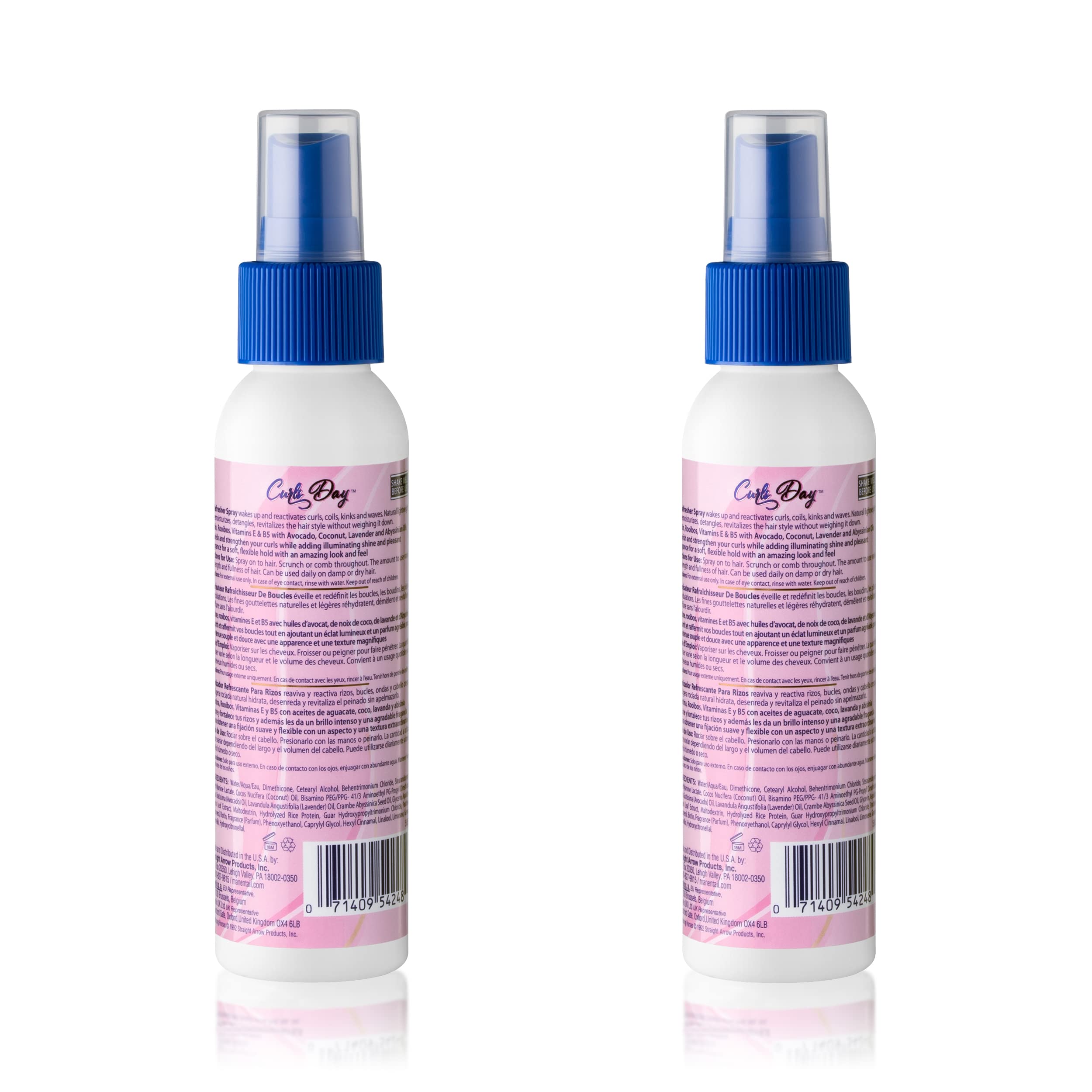 Mane 'n Tail Curls Day Curl Refresher Spray - 2 Pack, 3.4 Oz Each, Lightweight Mist for Revitalizing Curls, Coils & Waves