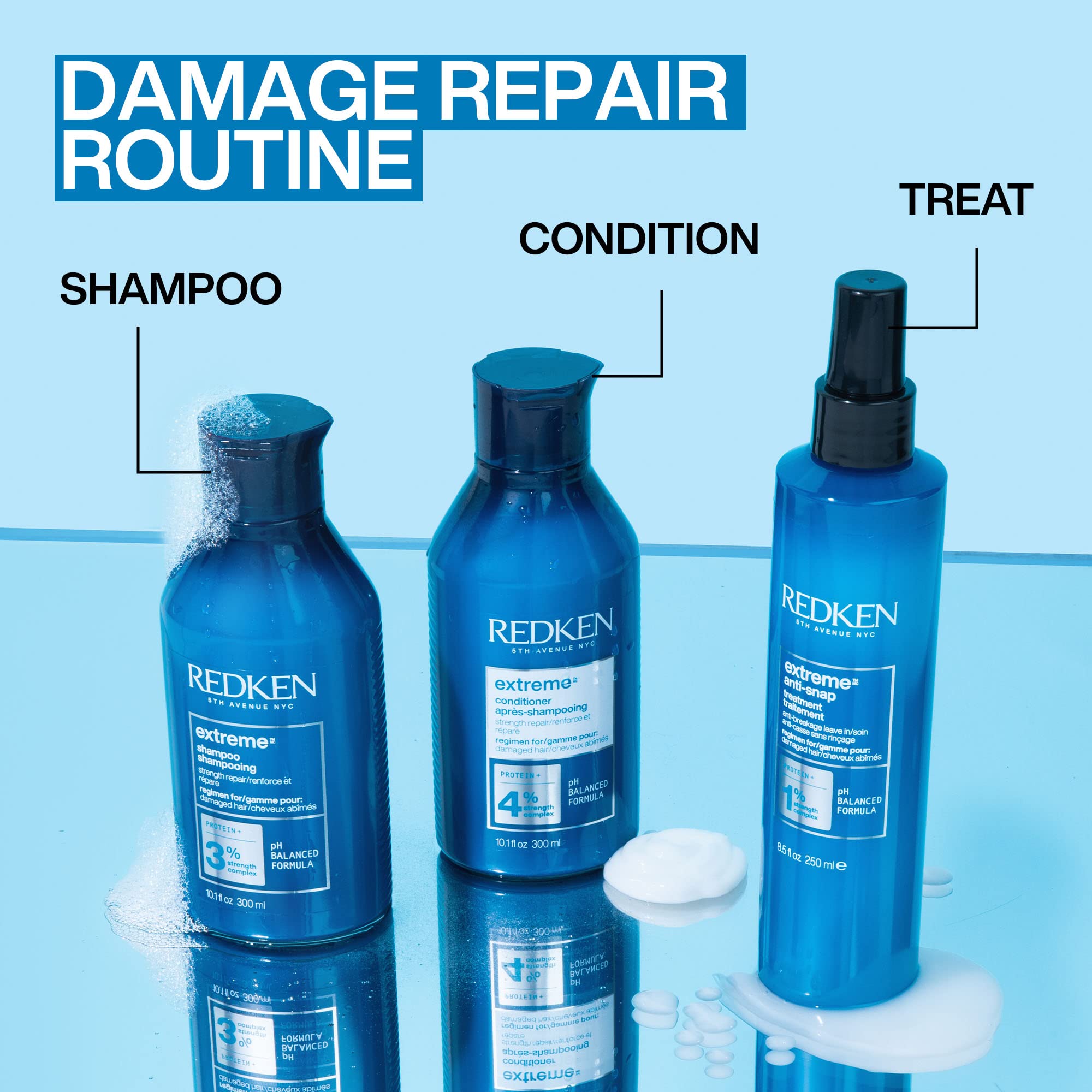 Redken Extreme Shampoo  Prevents Hair Breakage & Repair For Damaged Hair  Strengthen And Fortify  Infused With Proteins  For Wea