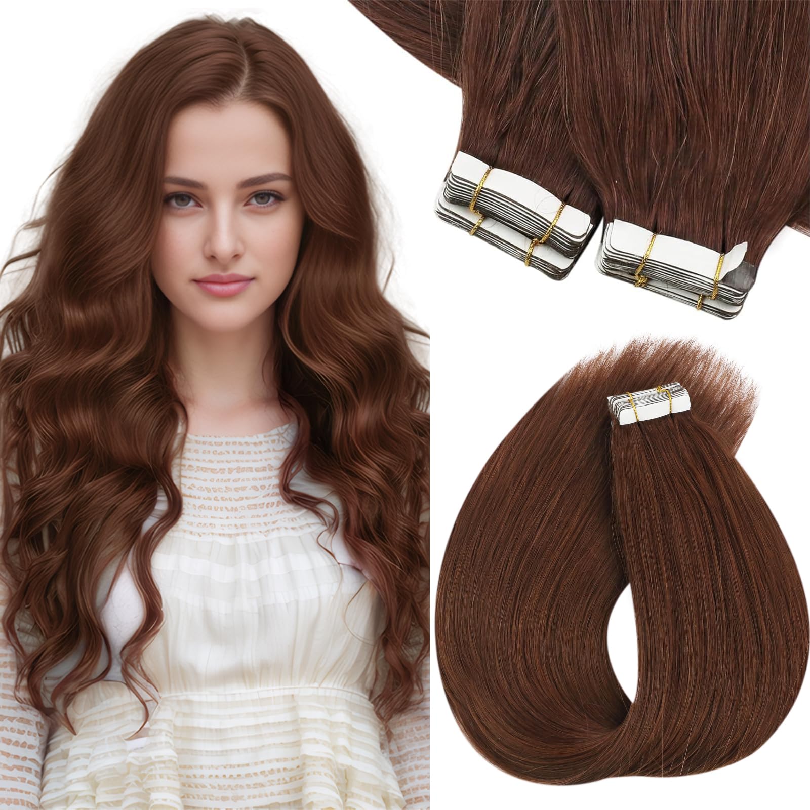 Sunny Hair Tape In Hair Extensions Auburn Hair Extensions Tape In Extensions Auburn Brown Tape In Hair Extensions Human Hair Aub