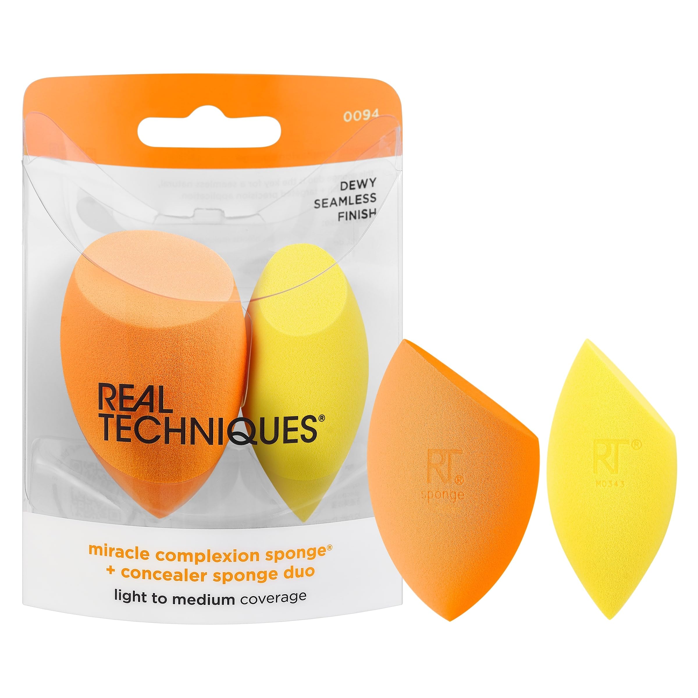 Real Techniques Miracle Complexion Sponge + Concealer Sponge Duo, Makeup Blending Sponges For Foundation & Concealer, Offers Lig