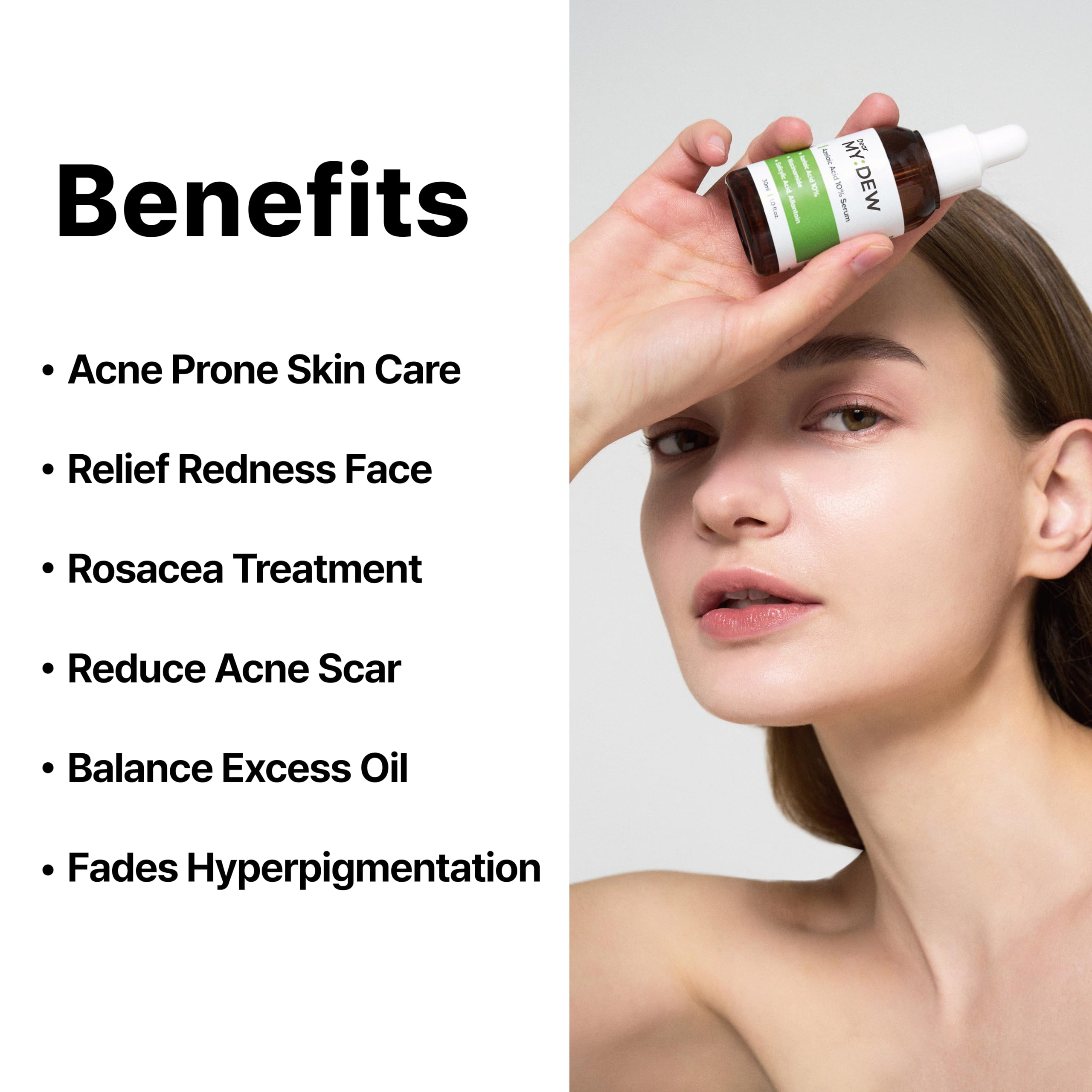 DearMYDEW 10% Azelaic Acid Serum, Niacinamide & Salicylic Acid, 1 Fl Oz - Rosacea Treatment, Cystic Acne Scar & Redness Relief