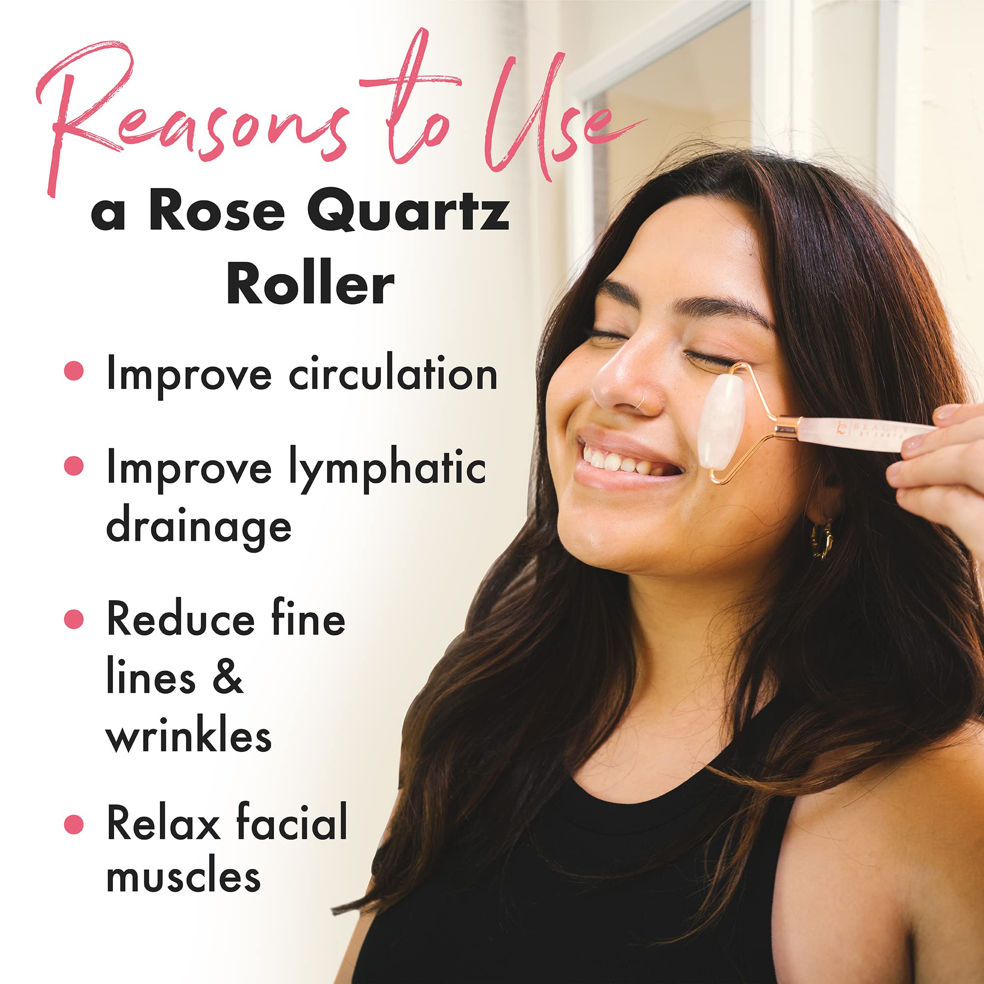 Rose Quartz Face Roller - Relaxation Gifts for Women, Skin Care Tools for Fine Lines and Wrinkles, Teenage Girl Gifts, Beauty Gi