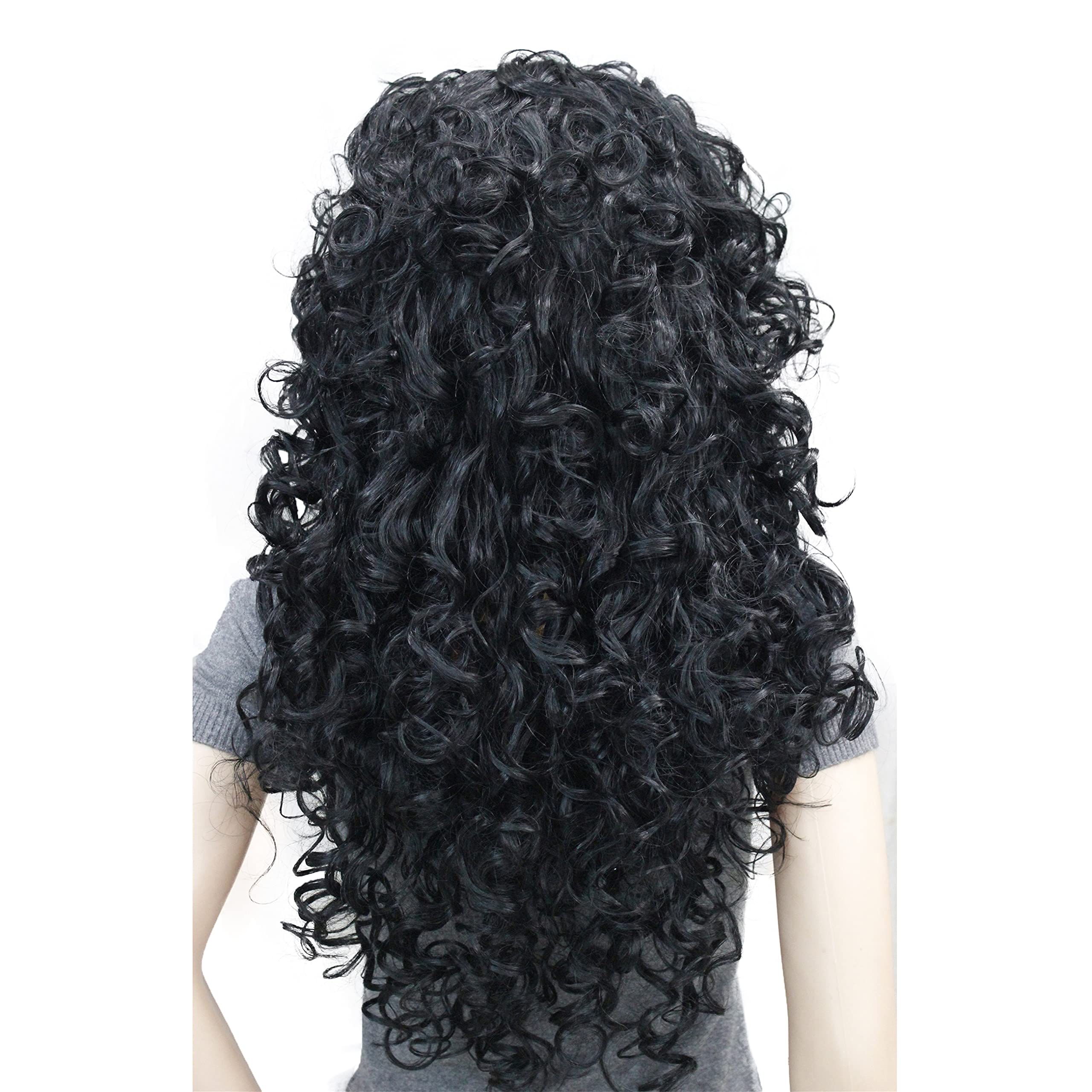Lydell 28'' Women Long Curly Wigs Soft Layered Hair Synthetic Full Wigs (Black)
