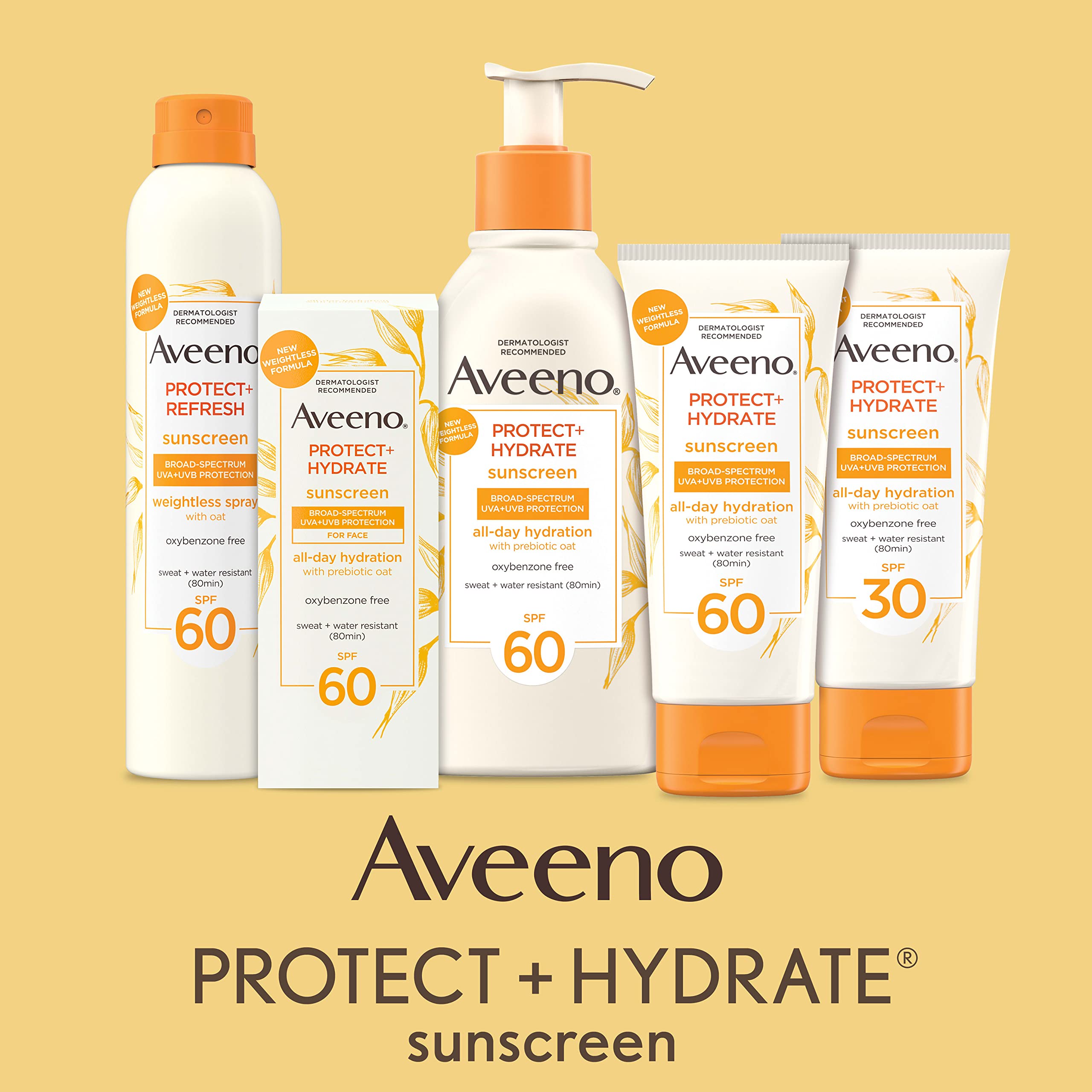 Aveeno Protect + Hydrate Moisturizing Body Sunscreen Lotion With Broad Spectrum Spf 60 & Prebiotic Oat, Weightless, Paraben-Free