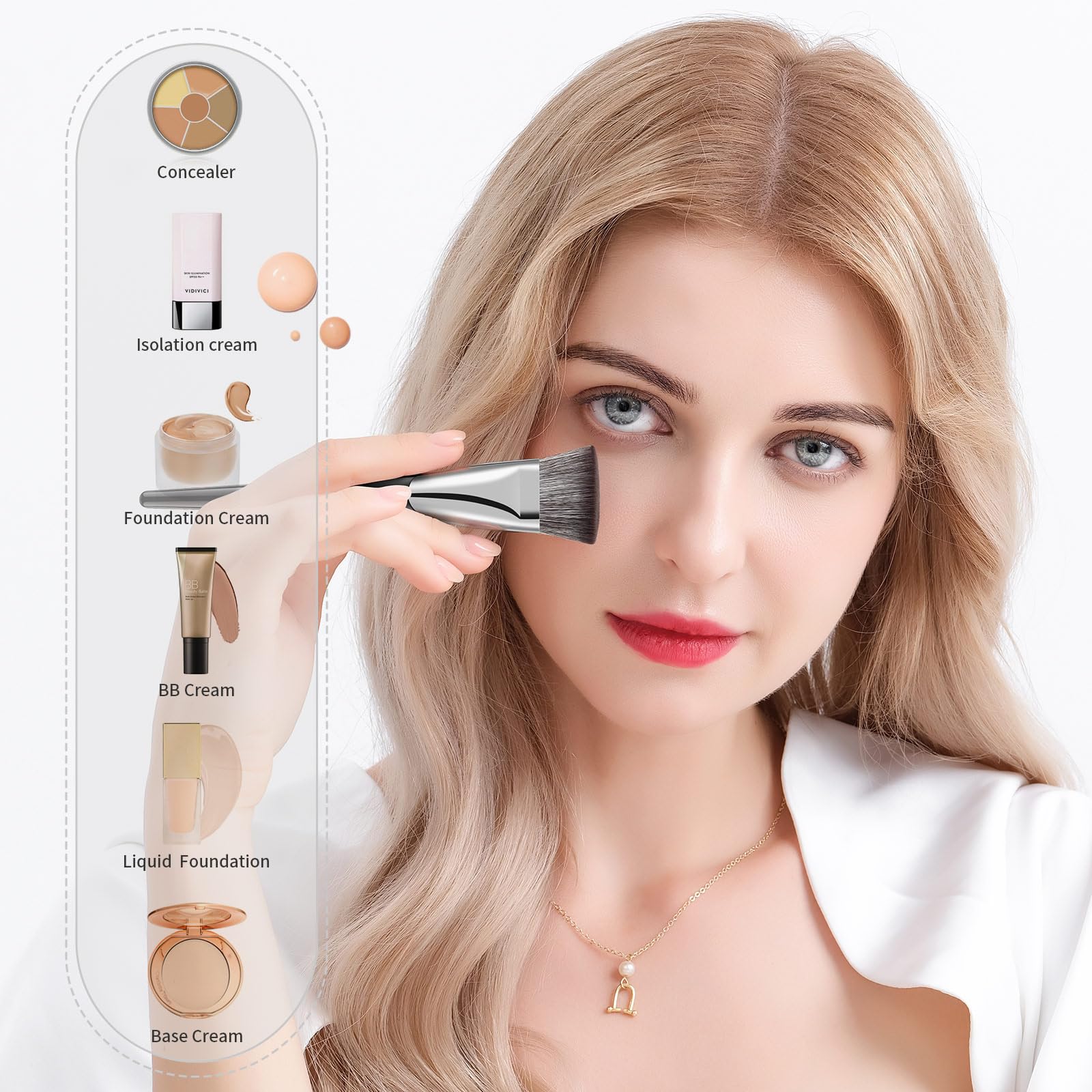 Ducare Foundation Brush,Contour Bronzer Self Tanner Brush Makeup Brush For Liquid Makeup Flat Top Professional Buffing Blending