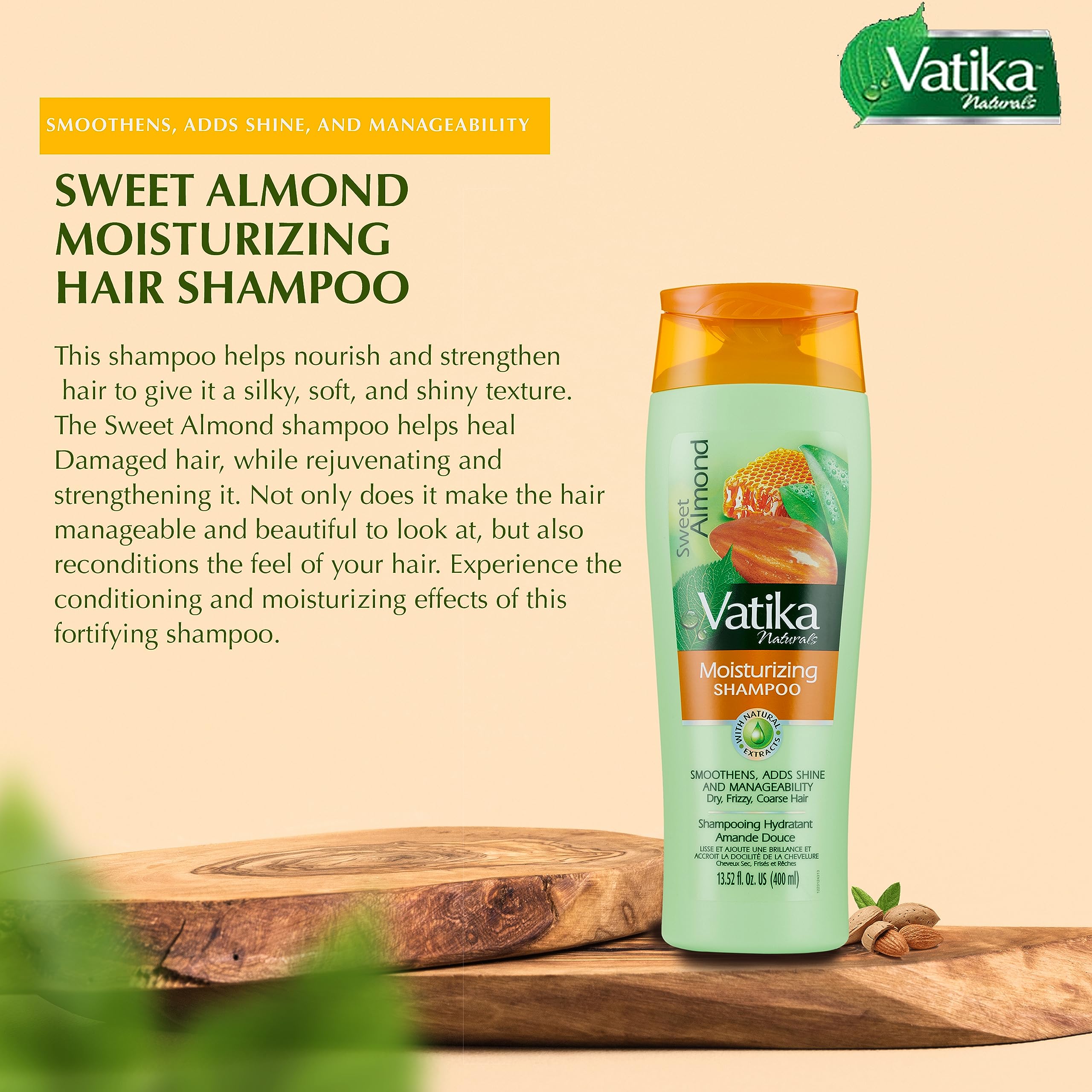 Vatika Naturals Daily Shampoo for Women - Nourish and Rejuvenate Your Natural Hair - Sweet Almond Strengthening & Moisturizing H