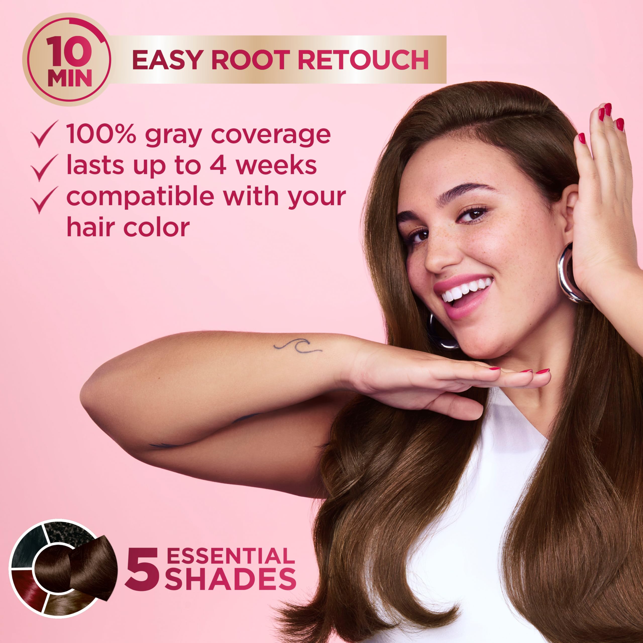 Garnier Color Sensation Color Retouch, Demi Permanent Hair Dye for Roots and Lengths with 100% Gray Coverage, Brown Hair Dye, Pa