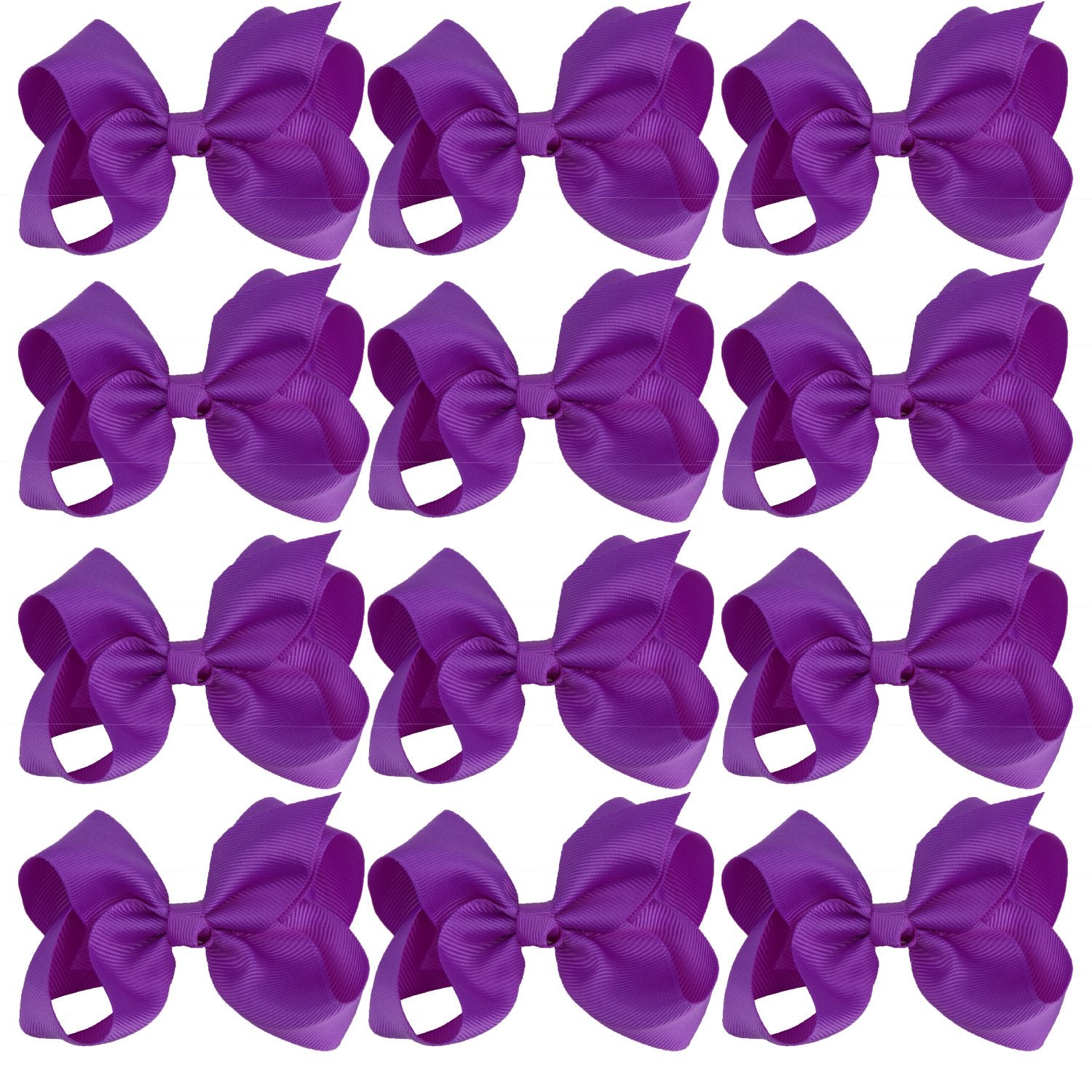 4 Inch Boutique Girls Hair Bows Hair Clips for Baby Girls Toddlers 12 Pcs Solid Color (Purple)