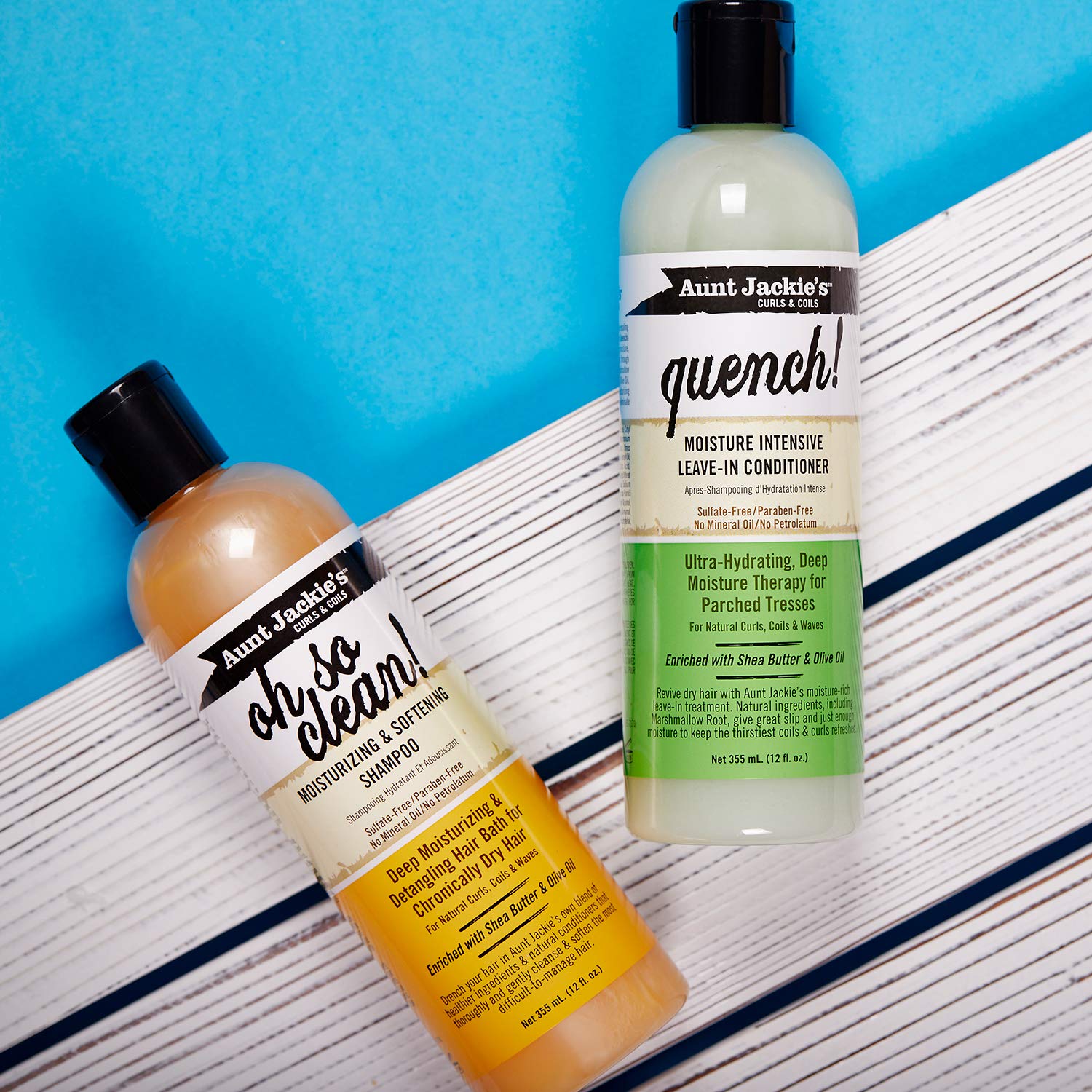 Aunt Jackie's Curls and Coils Oh So Clean Deep Moisturizing and Softening Hair Shampoo for Natural Curls, Coils and Waves, Enric