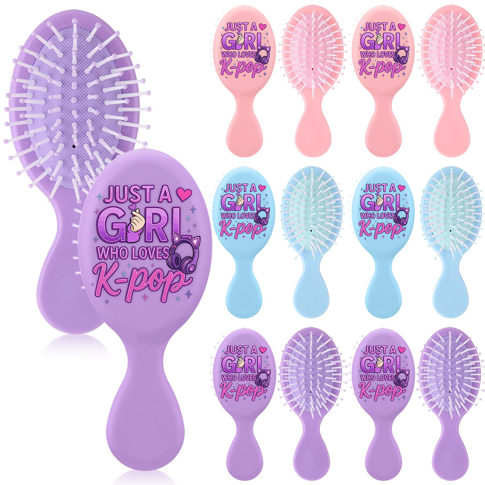 Honeydak 12 Pcs Kpop Gifts Mini Hair Brush Bulk for Girls Women Birthday K-pop Party Favors Fans Souvenirs Sleepover Supplies