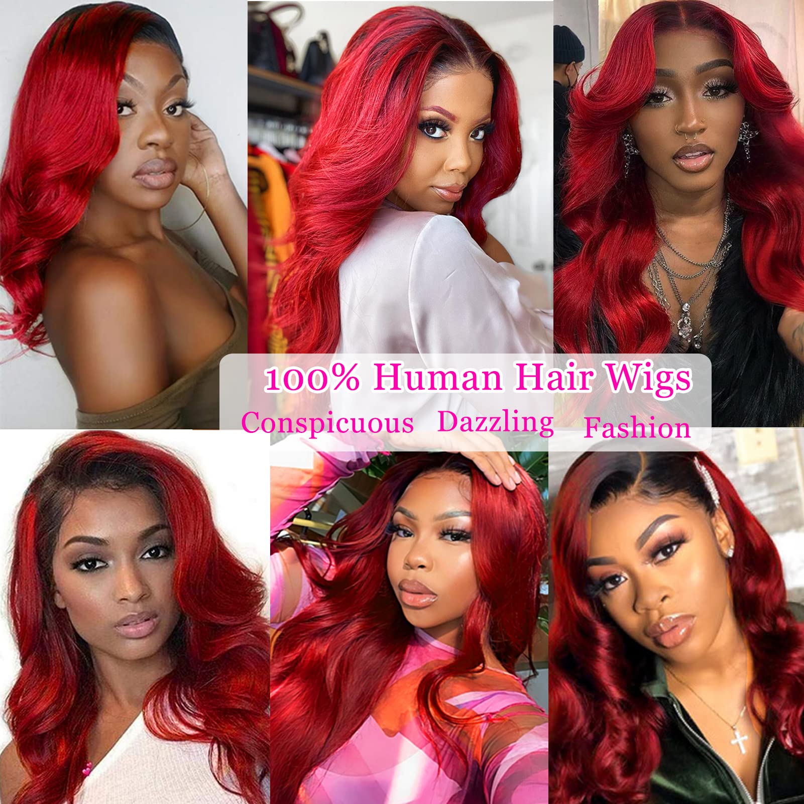 Yms Red Wigs For Black Women Human Hair 13X4 Hd Lace Front Wigs Human Hair 180% Density Glueledd Wigs Human Hair Pre Plucked (14