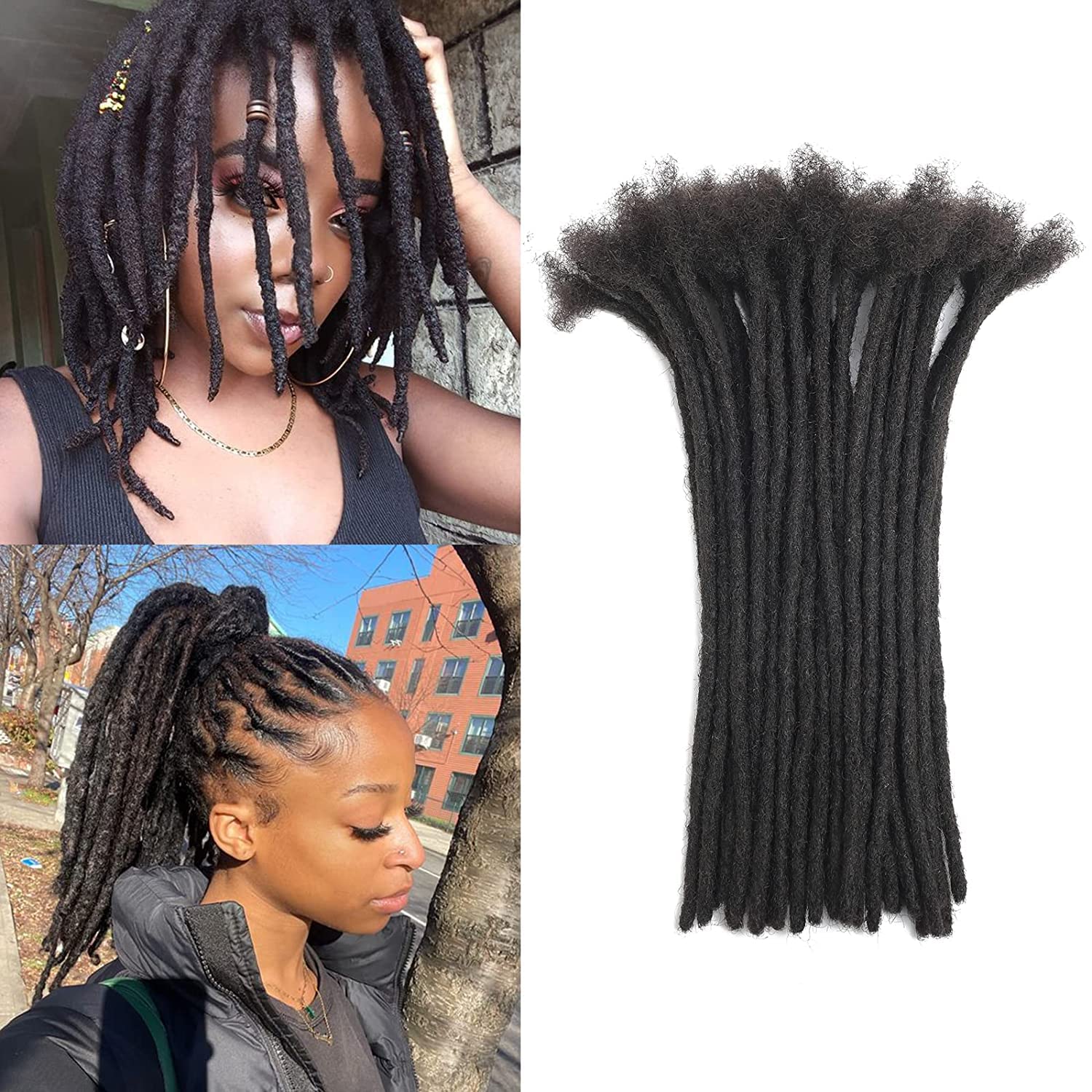 Loc Extension Human Hair 6 Inch 60 Strands 0.6cm Width 100% Full Handmade Permanent Loc Extension Human Hair For Women/Men Can B