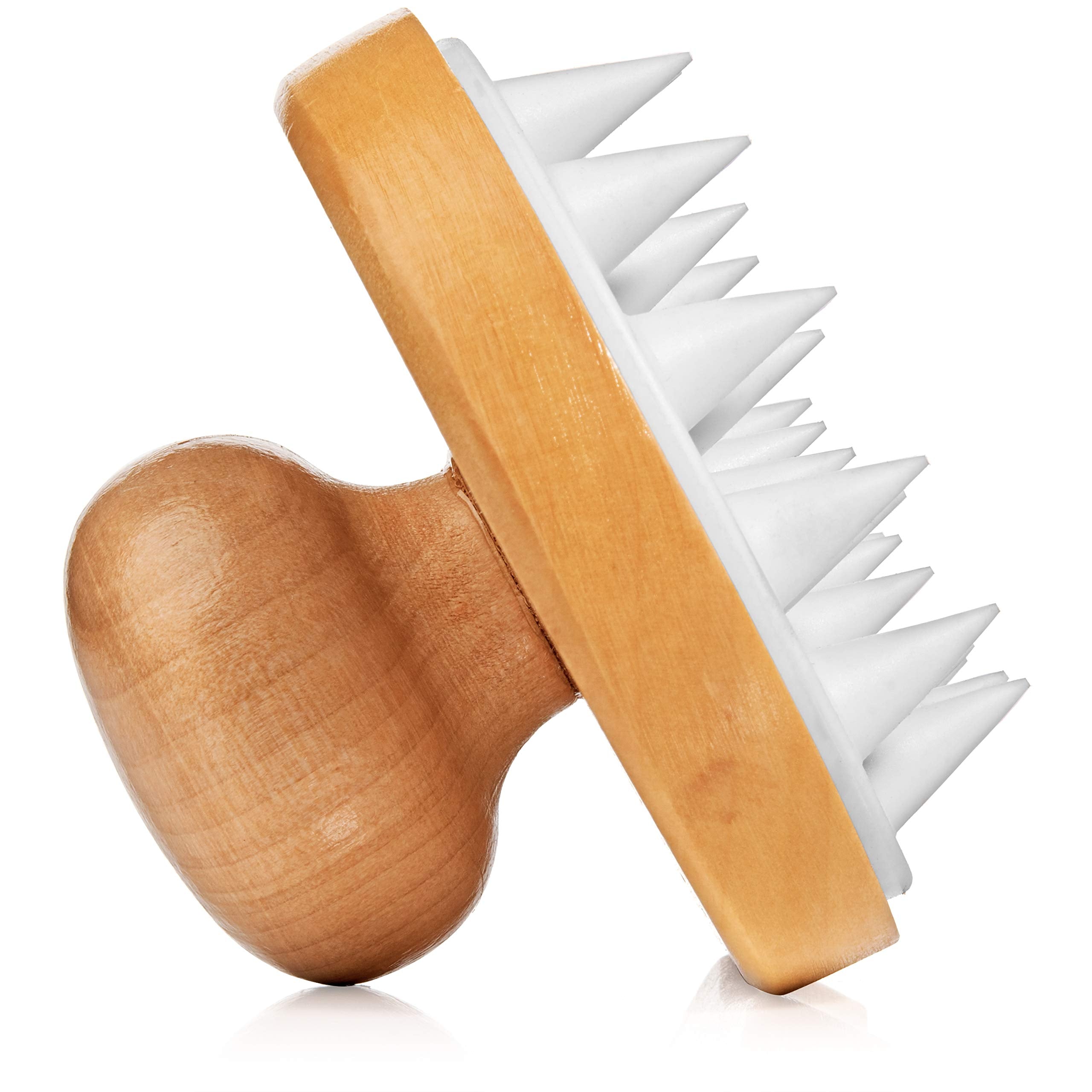 Grannaturals Wooden Shampoo Scrubber Brush - Shower Scalp Massager For Men & Women - Head Exfoliator With Silicone Bristles - He