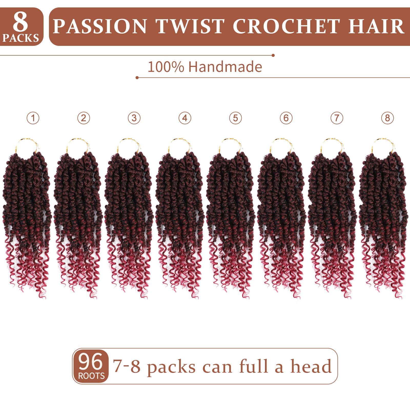 Passion Twist Crochet Hair,Pretwisted Passion Twist Hair,Passion Twist Hair 10 Inch,Short Passion Twist Crochet Braids,Pre Loope