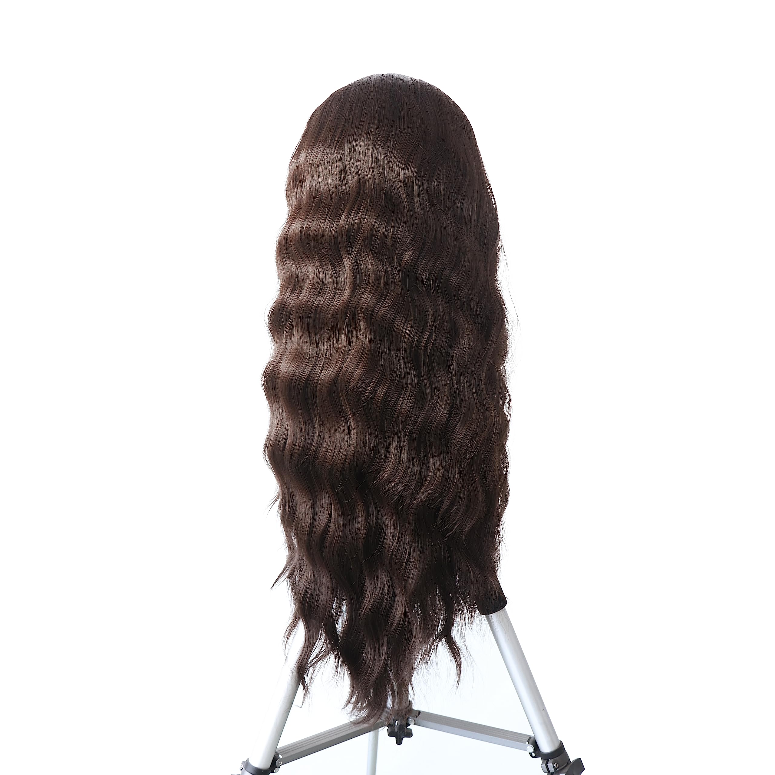Wxhwcx Long Brown Middle Part Wavy Wig For Women Heat Resistant Fiber Hair Synthetic Lace Front Wigs Daily Party Use Wigs