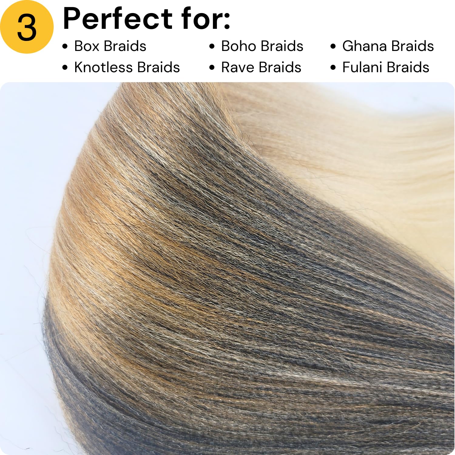 Ombre Brown Braiding Hair ez braid pre stretched braiding hair Extensions for Knotless Box Braids 3 Packs
