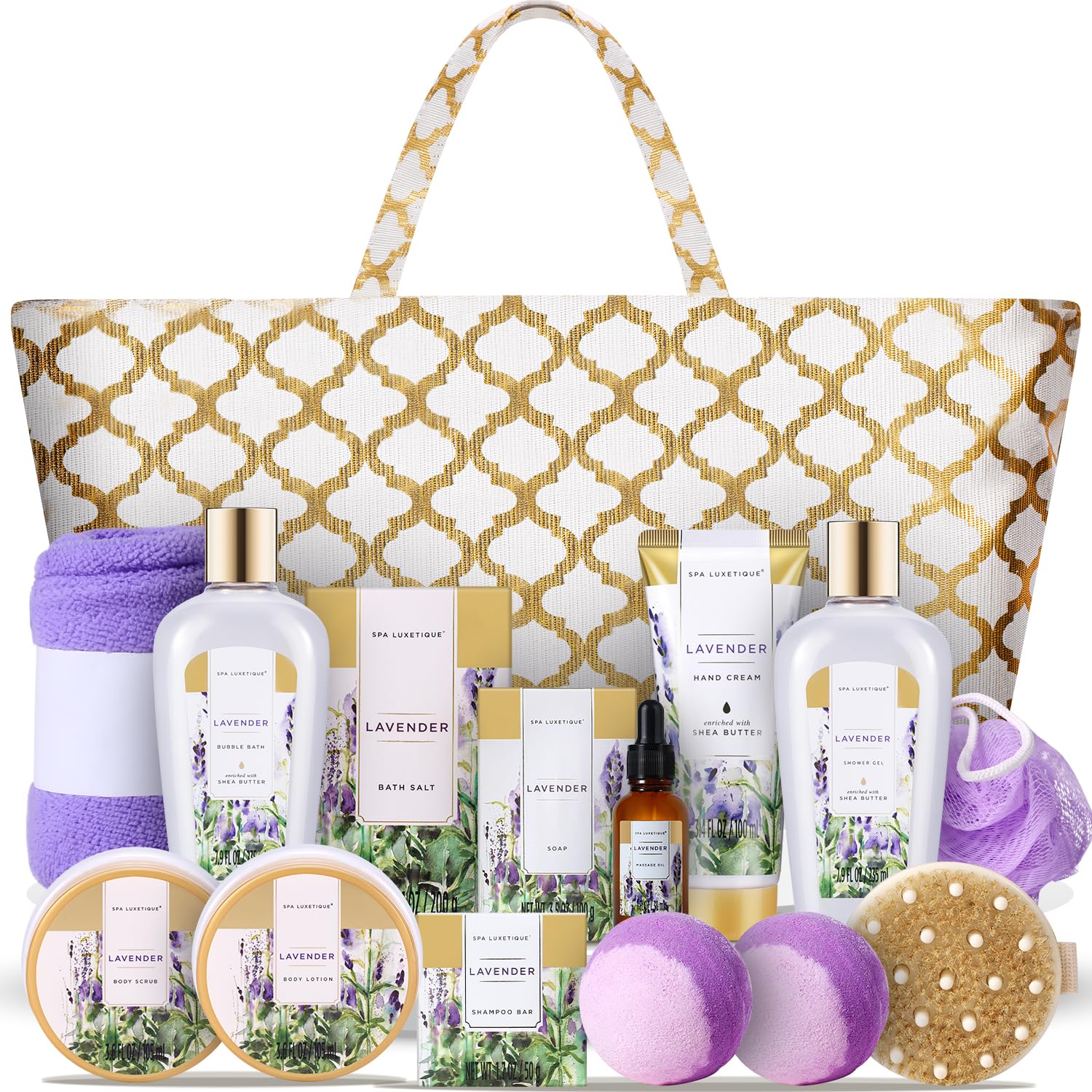 Gift Baskets For Women Spa Gifts For Women 15Pcs Lavender Home Spa Kit For Women Gifts Spa Luxetique Bath And Body Gift Sets Tot