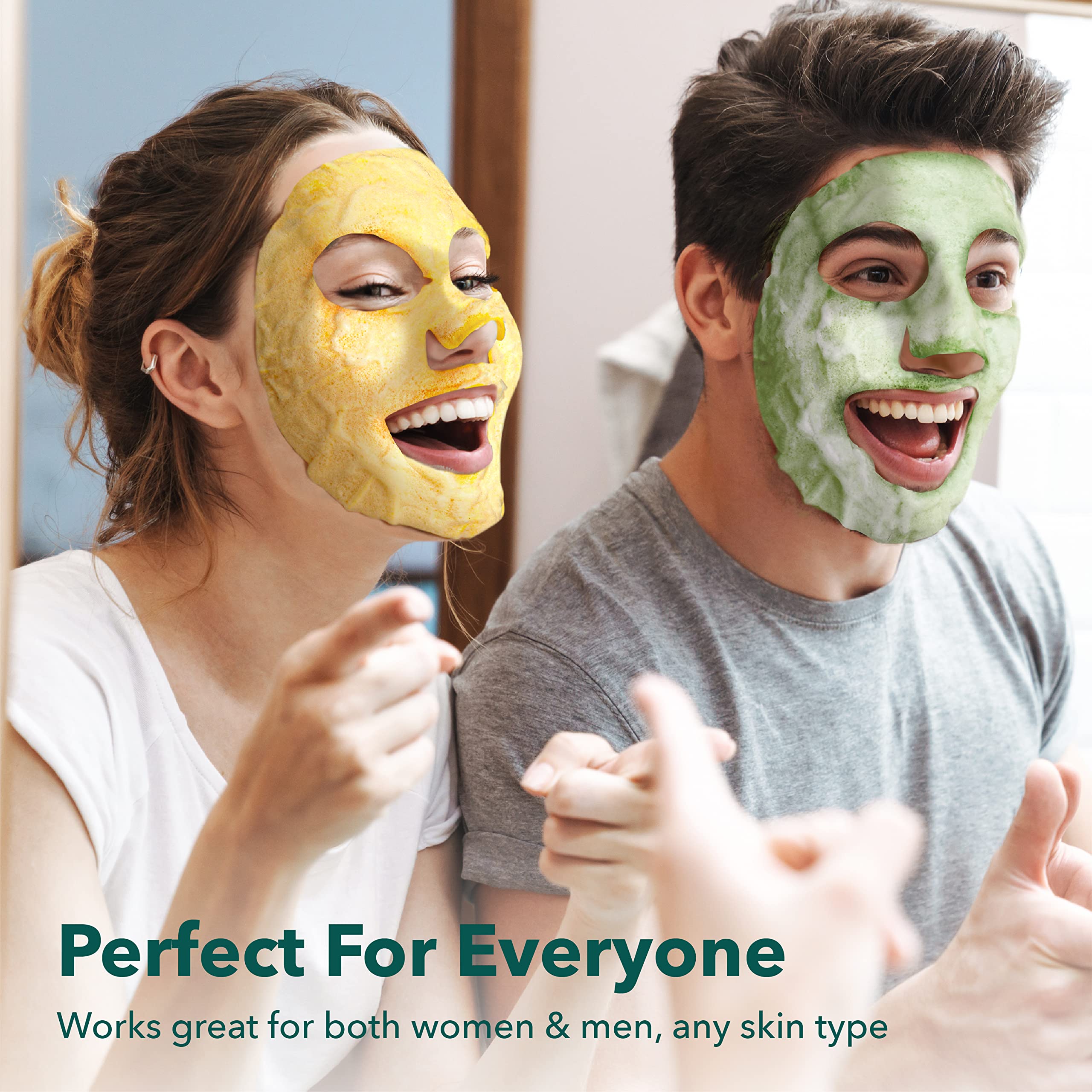Purederm Deep Purifying Yellow O2 Bubble Mask Turmeric (5 Pack) - Bubble Face Sheet Mask for Purifying & Vitalizing