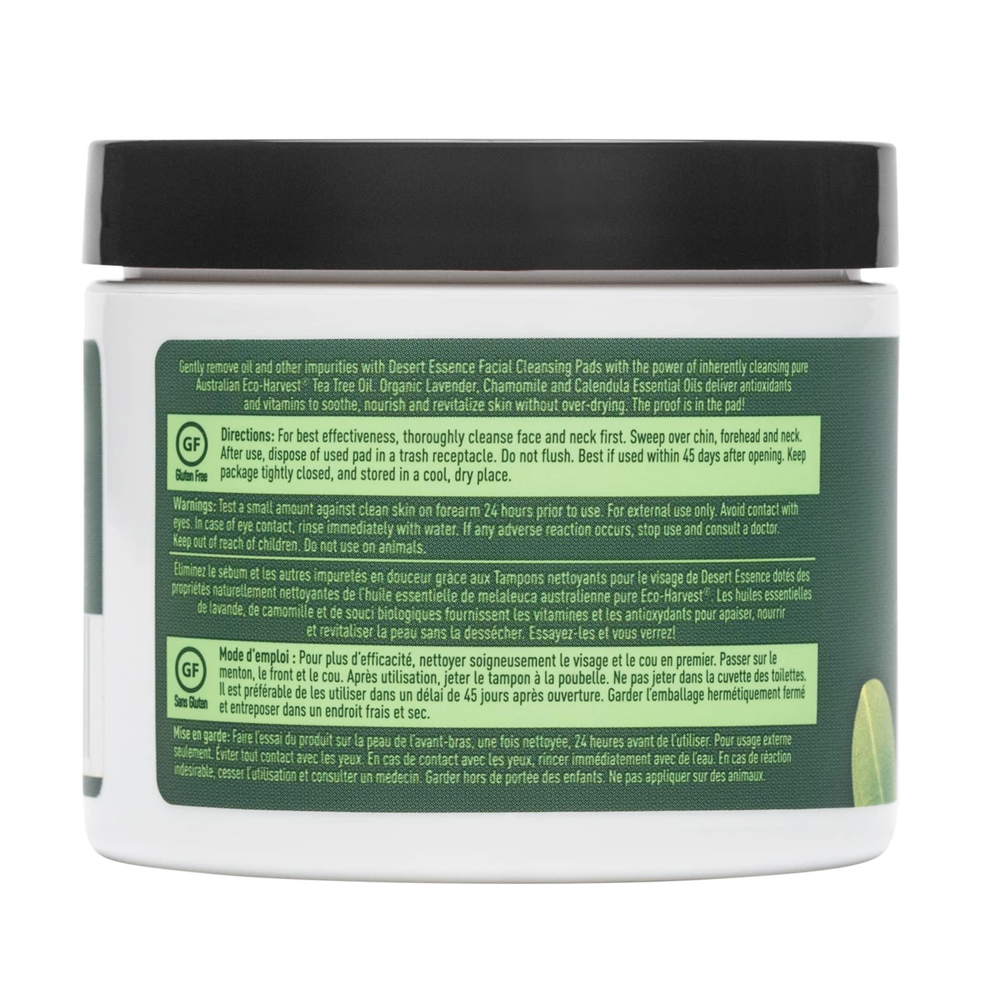 Desert Essene Daily Facial Cleansing Pads with Pure Australian Tea Tree, Witch Hazel, Calendula & Chamomile - Reduce Oil, Minimi